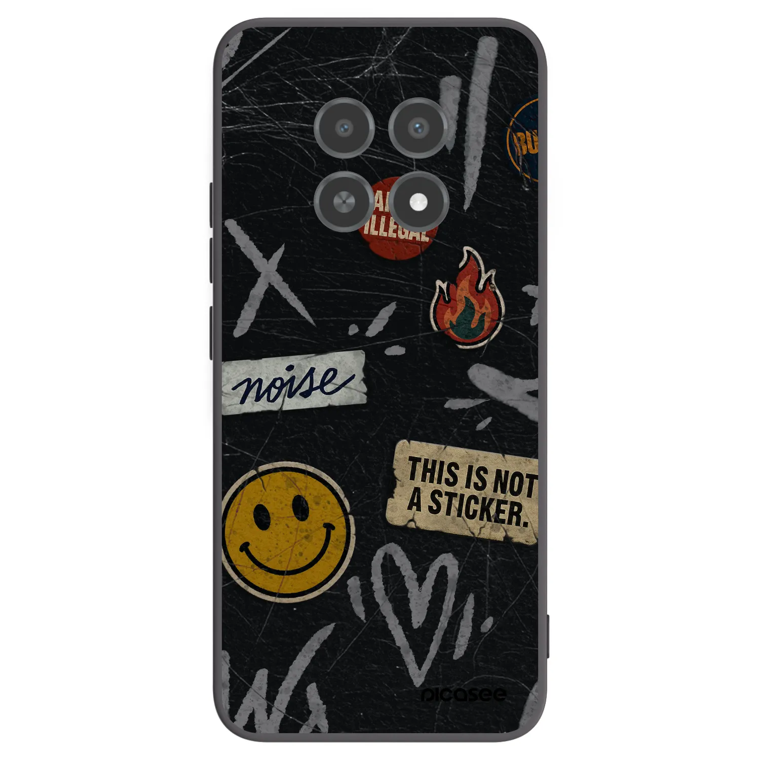 Picasee Realme 12X Hülle - Schwarzes Silikon - STICKERS x TAGS