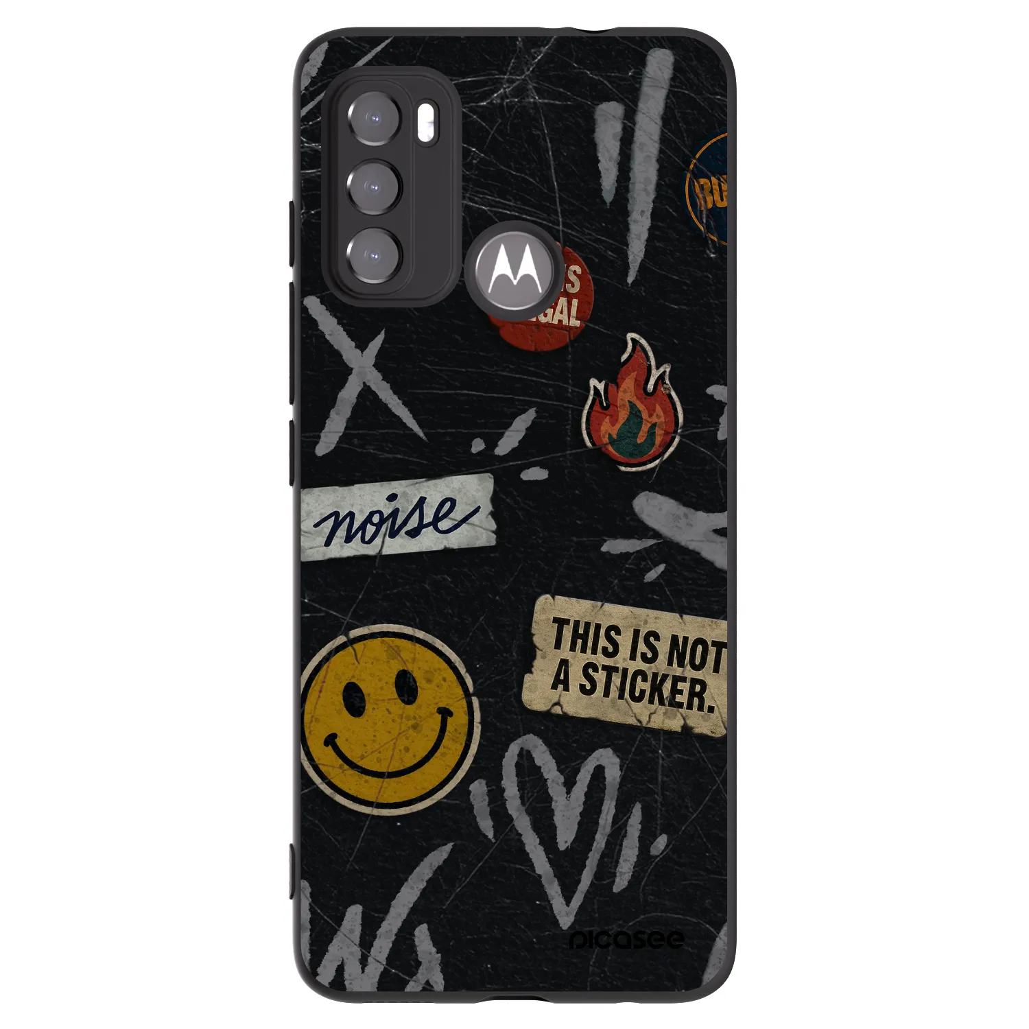 Picasee Motorola Edge 60 5G Hülle - Schwarzes Silikon - STICKERS x TAGS