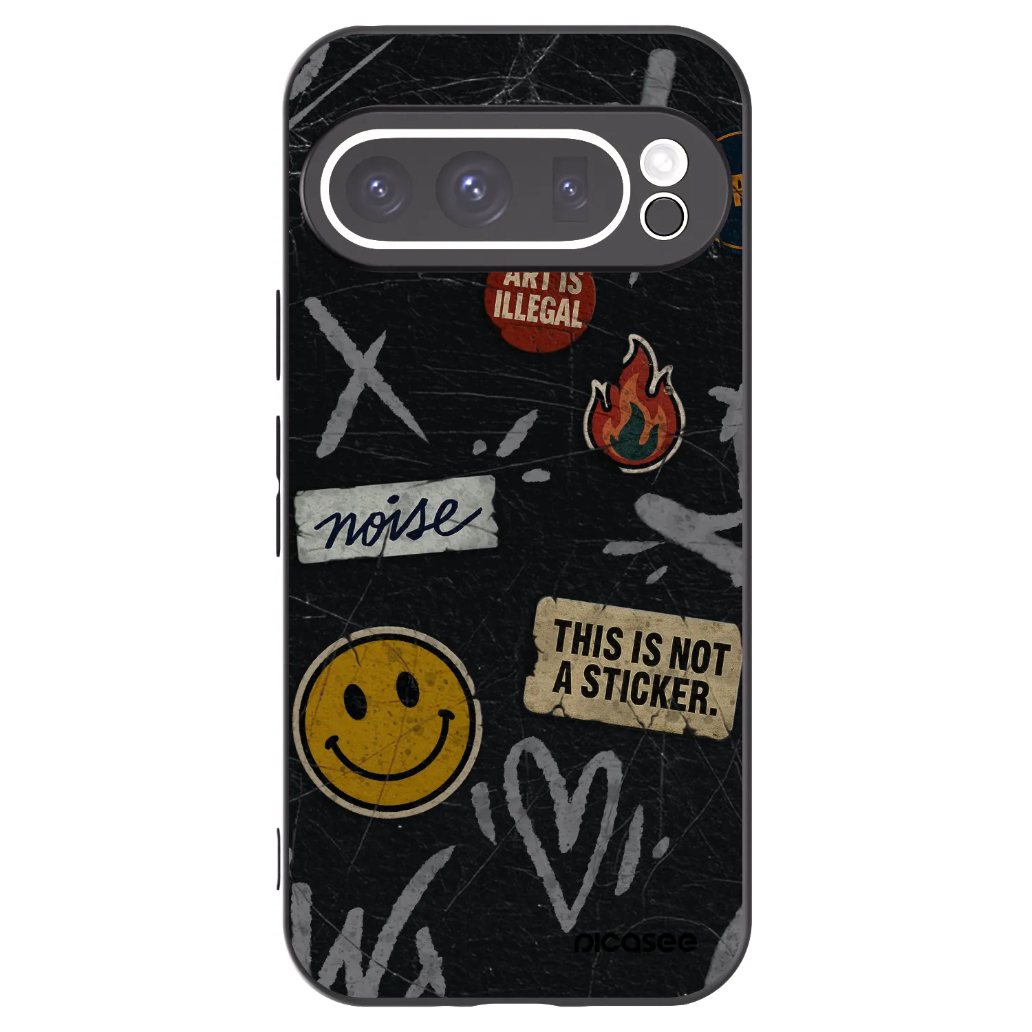 Picasee Google Pixel 9 Pro XL Hülle - Schwarzes Silikon - STICKERS x TAGS