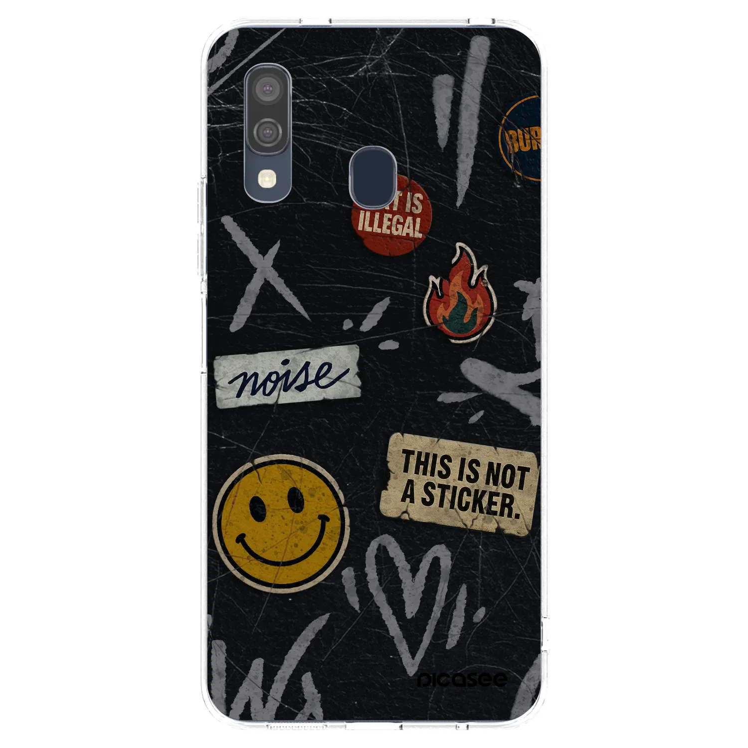 Picasee Samsung Galaxy A40 A405F Hülle - Transparentes Silikon - STICKERS x TAGS