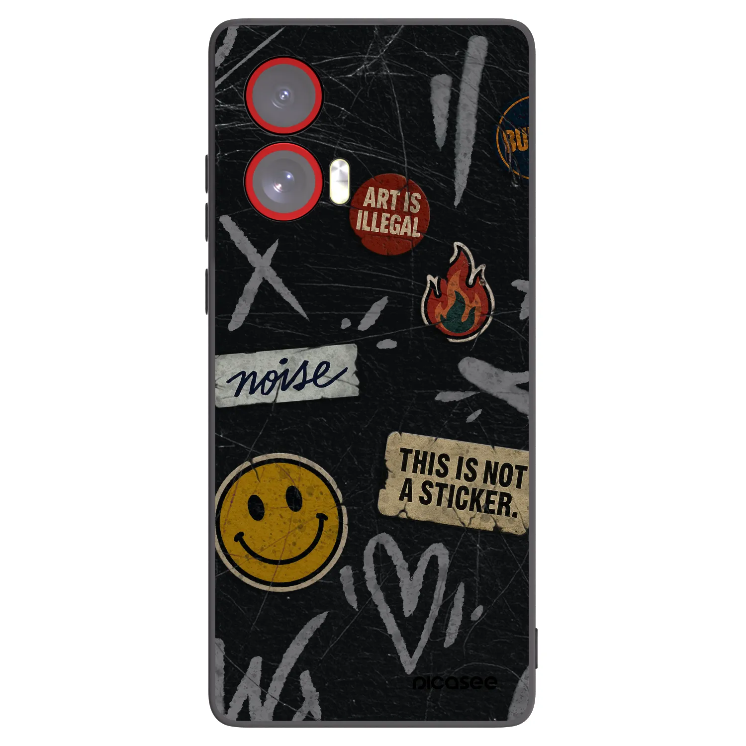 Picasee Motorola Edge 50 Fusion Hülle - Schwarzes Silikon - STICKERS x TAGS