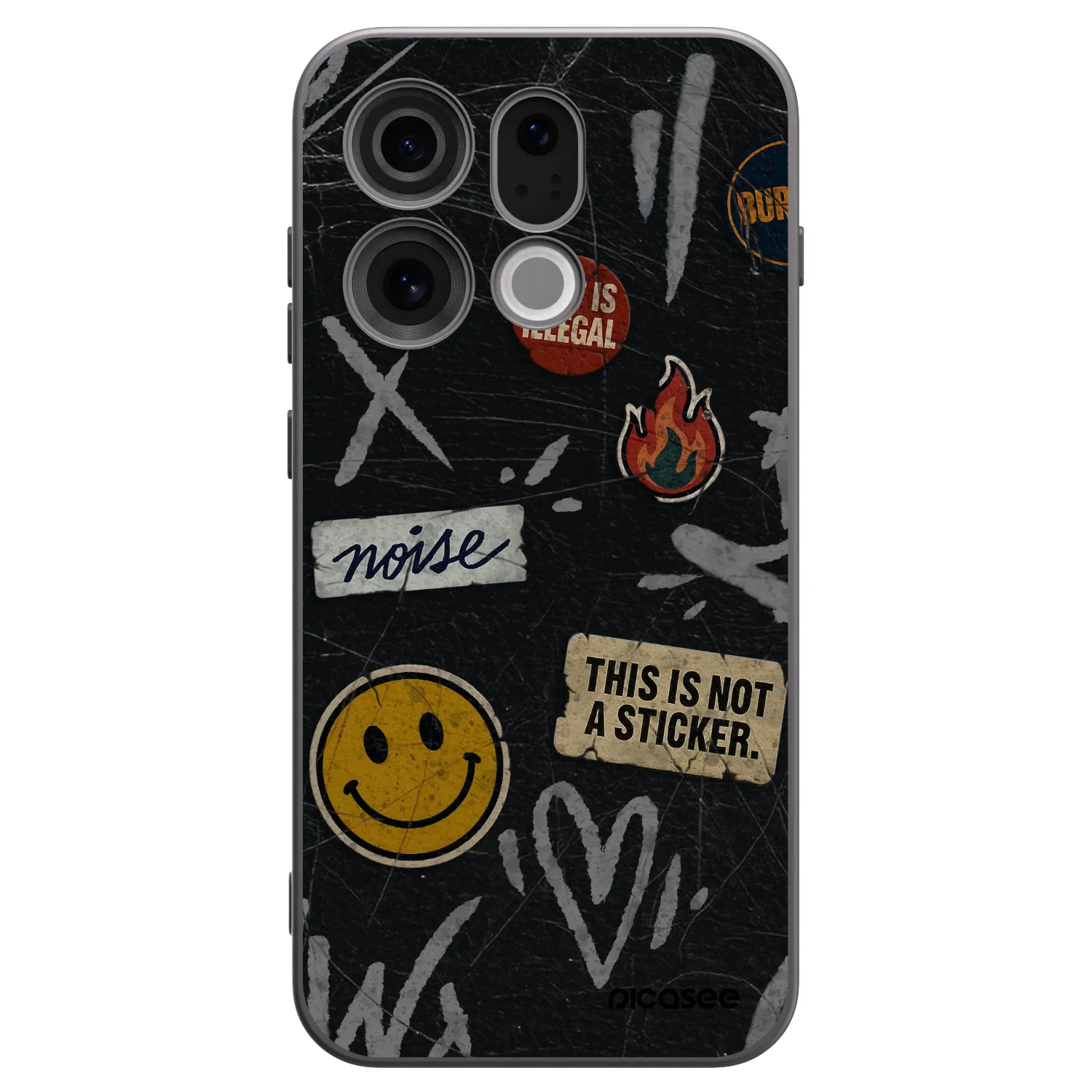 Picasee OPPO Find X9 Hülle - Schwarzes Silikon - STICKERS x TAGS