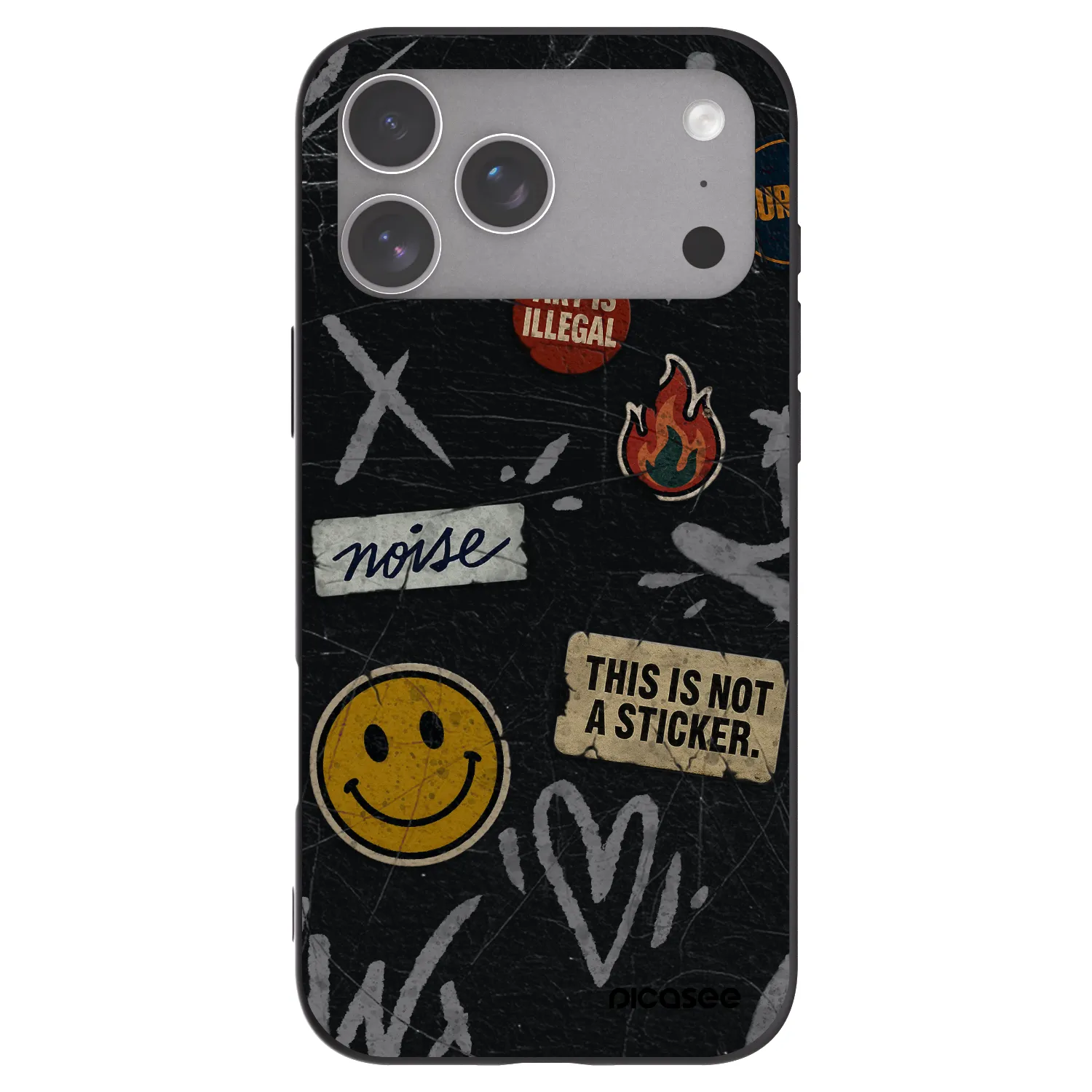 Picasee Apple iPhone 18 Pro Max Hülle - Schwarzes Silikon - STICKERS x TAGS