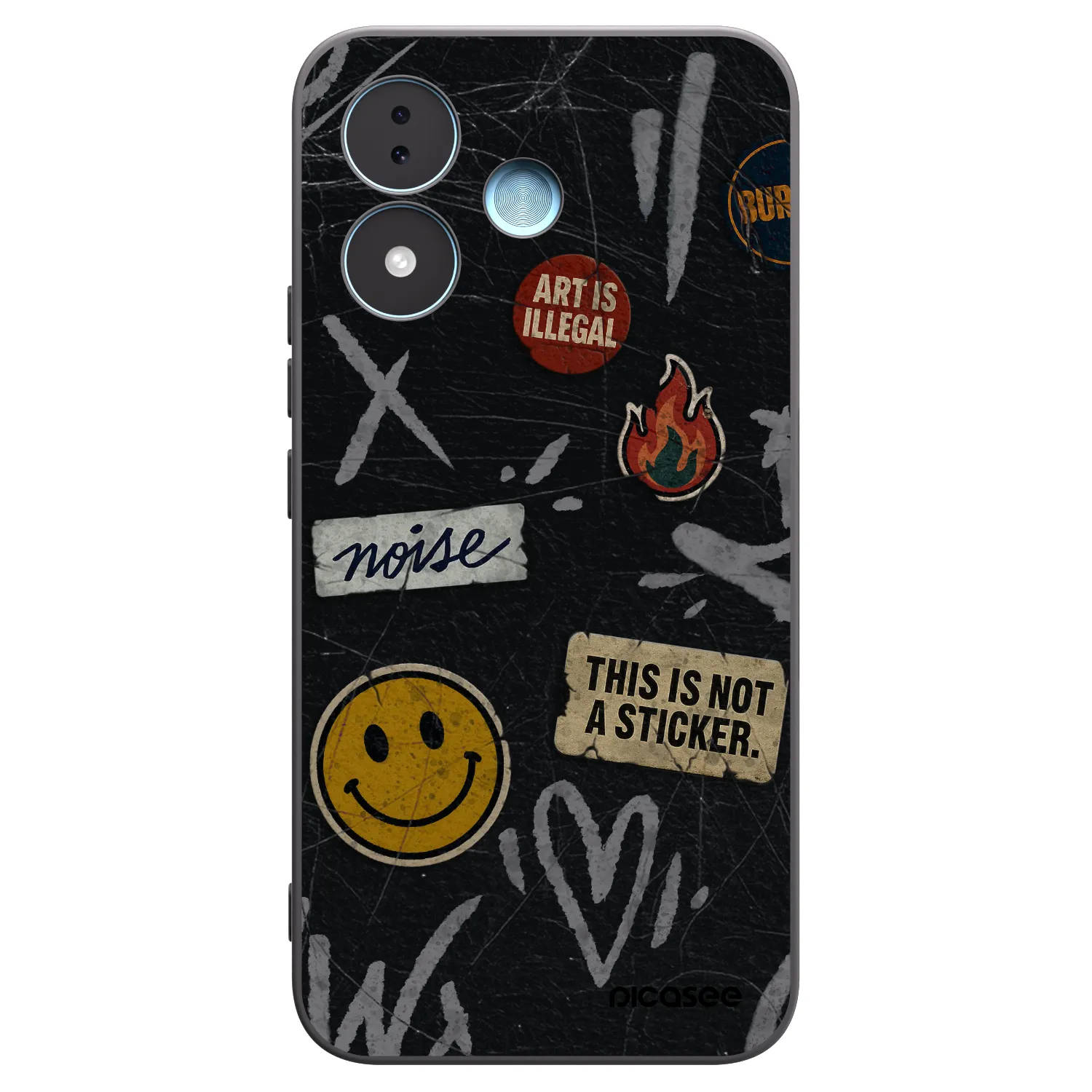 Picasee Xiaomi Redmi Note 17 5G Hülle - Schwarzes Silikon - STICKERS x TAGS