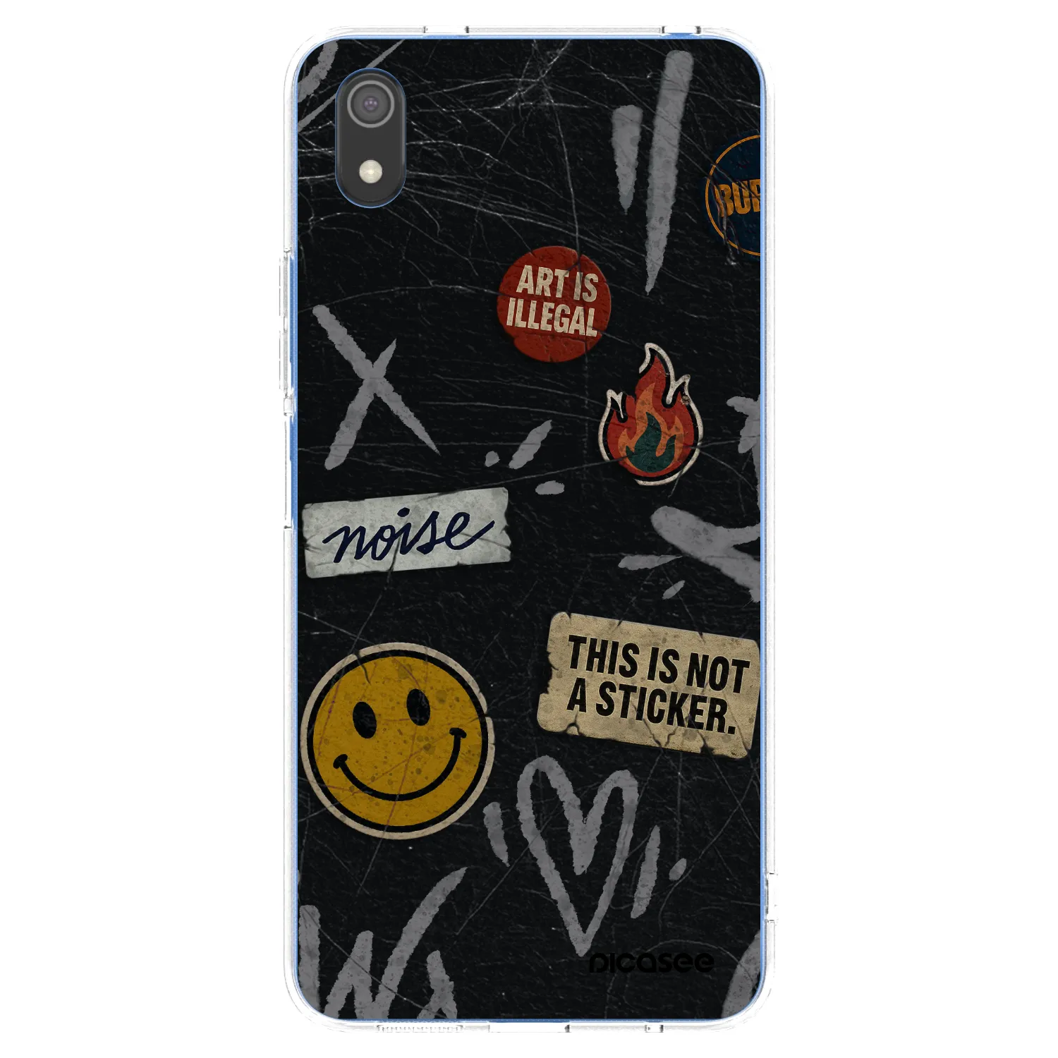 Picasee Xiaomi Redmi 7A Hülle - Transparentes Silikon - STICKERS x TAGS