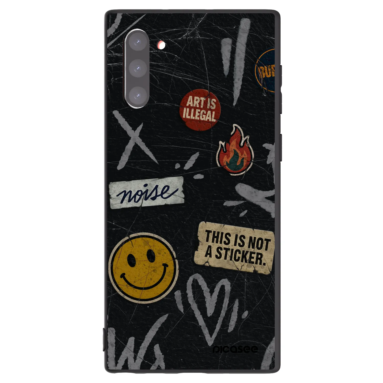 Picasee Samsung Galaxy Note 10 N970F Hülle - Schwarzes Silikon - STICKERS x TAGS