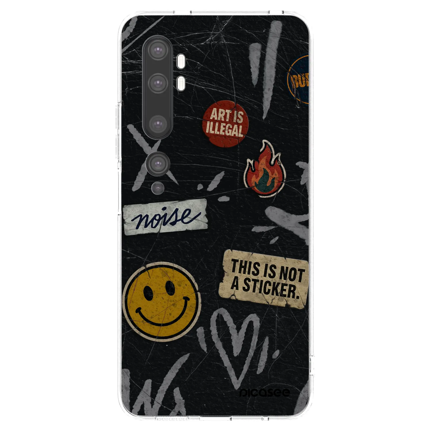 Picasee Xiaomi Mi Note 10 (Pro) Hülle - Transparentes Silikon - STICKERS x TAGS