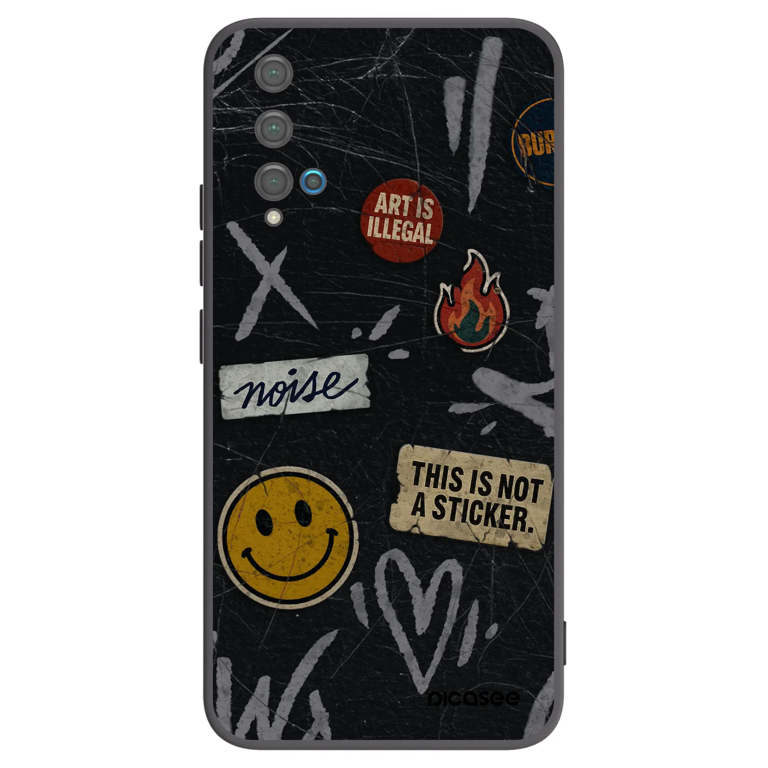 Picasee Huawei Nova 5T Hülle - Schwarzes Silikon - STICKERS x TAGS