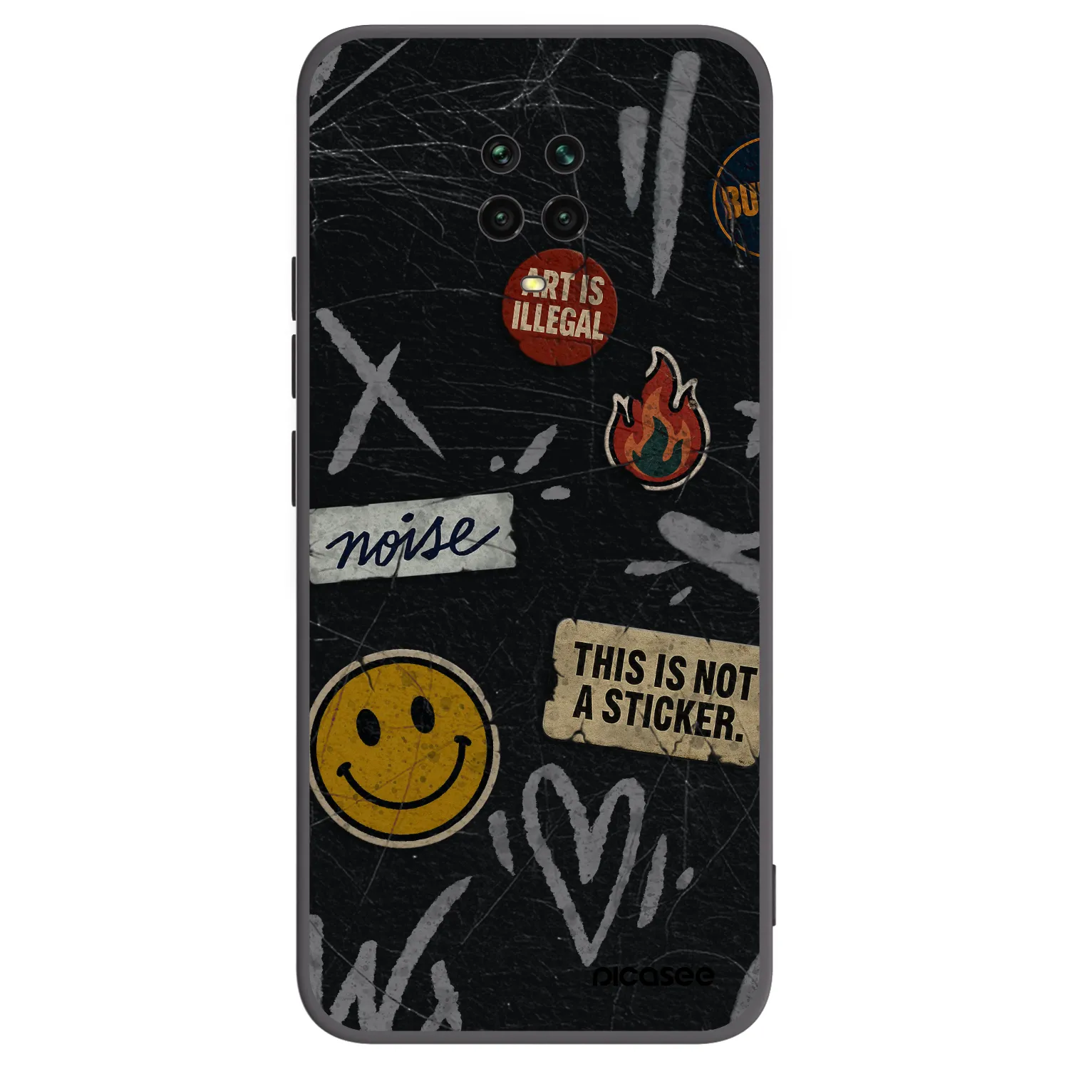 Picasee Xiaomi Redmi Note 9 Pro Hülle - Schwarzes Silikon - STICKERS x TAGS