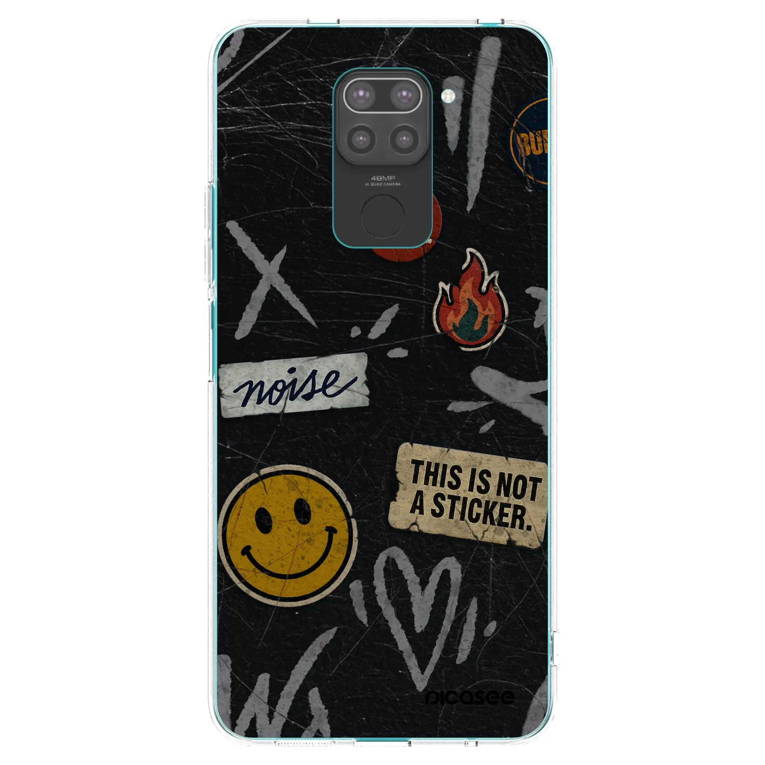 Picasee Xiaomi Redmi Note 9 Hülle - Schwarzes Silikon - STICKERS x TAGS