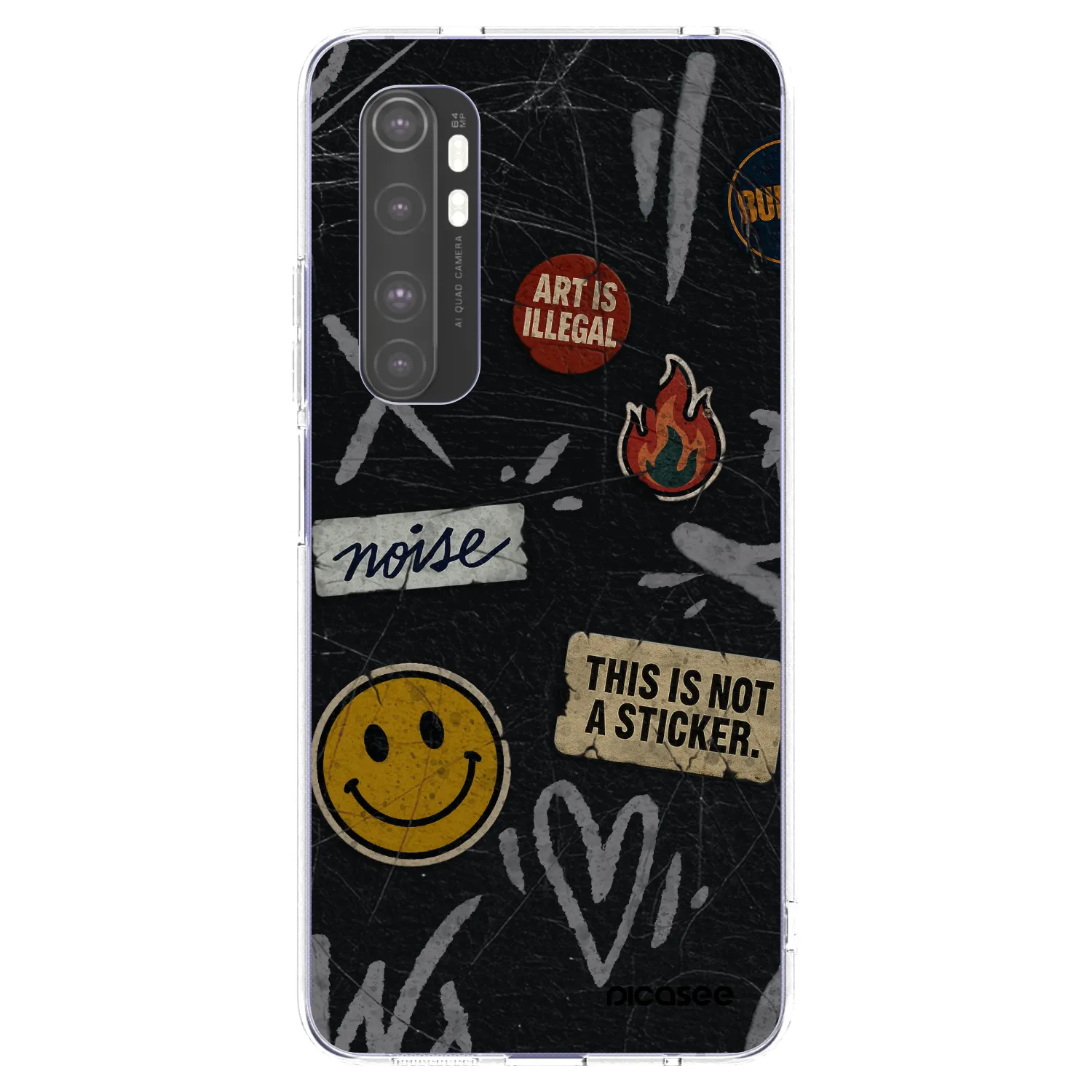 Picasee Xiaomi Mi Note 10 Lite Hülle - Transparentes Silikon - STICKERS x TAGS