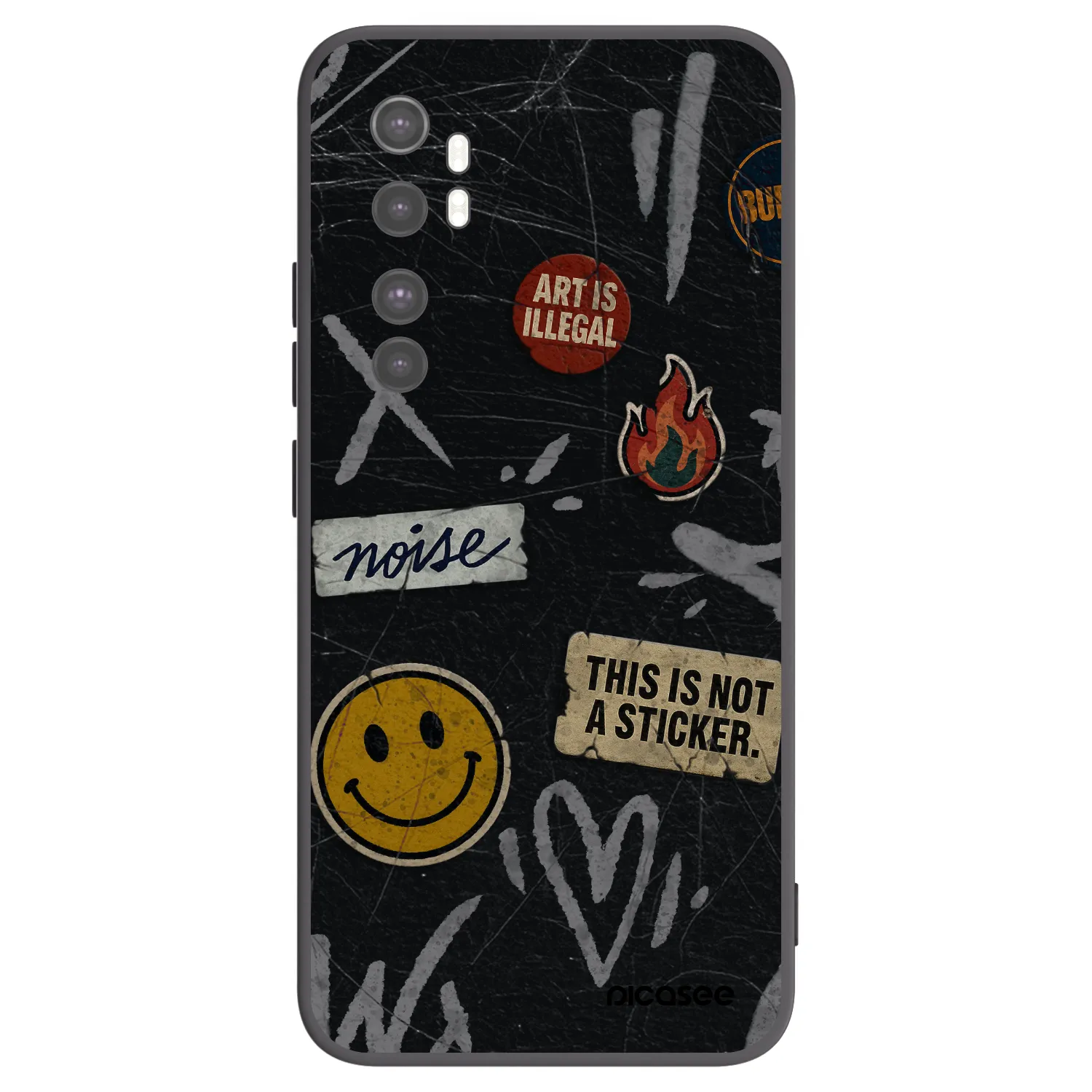 Picasee Xiaomi Mi Note 10 Lite Hülle - Schwarzes Silikon - STICKERS x TAGS