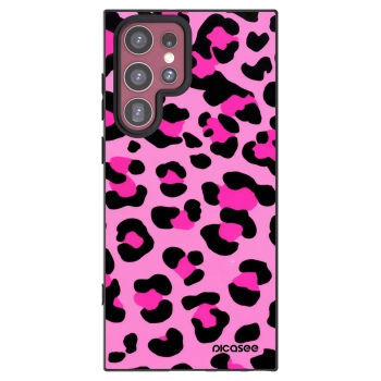 Picasee Samsung Galaxy S22 Ultra 5G Hülle - Schwarzes Silikon - Pink Tiger