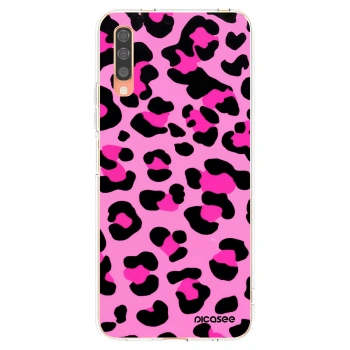 Picasee Samsung Galaxy A70 A705F Hülle - Transparentes Silikon - Pink Tiger
