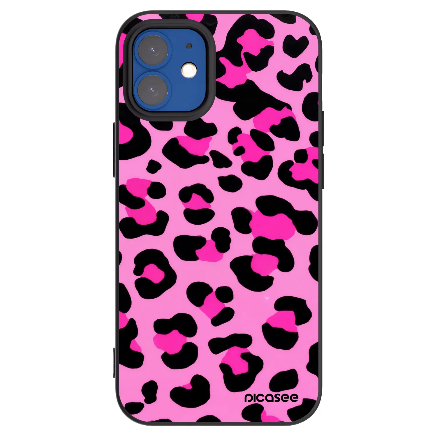 Picasee Apple iPhone 12 mini Hülle - Schwarzes Silikon - Pink Tiger