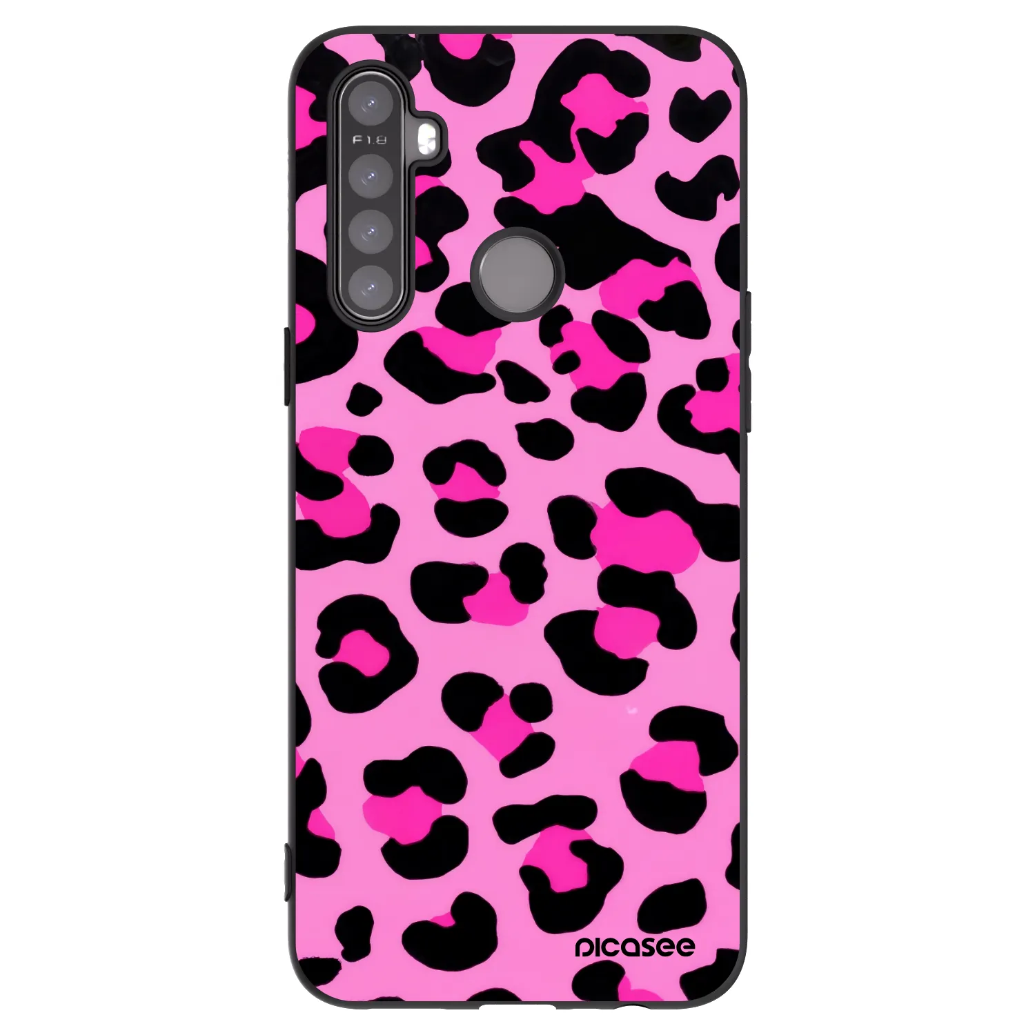 Picasee Realme 5 Hülle - Schwarzes Silikon - Pink Tiger