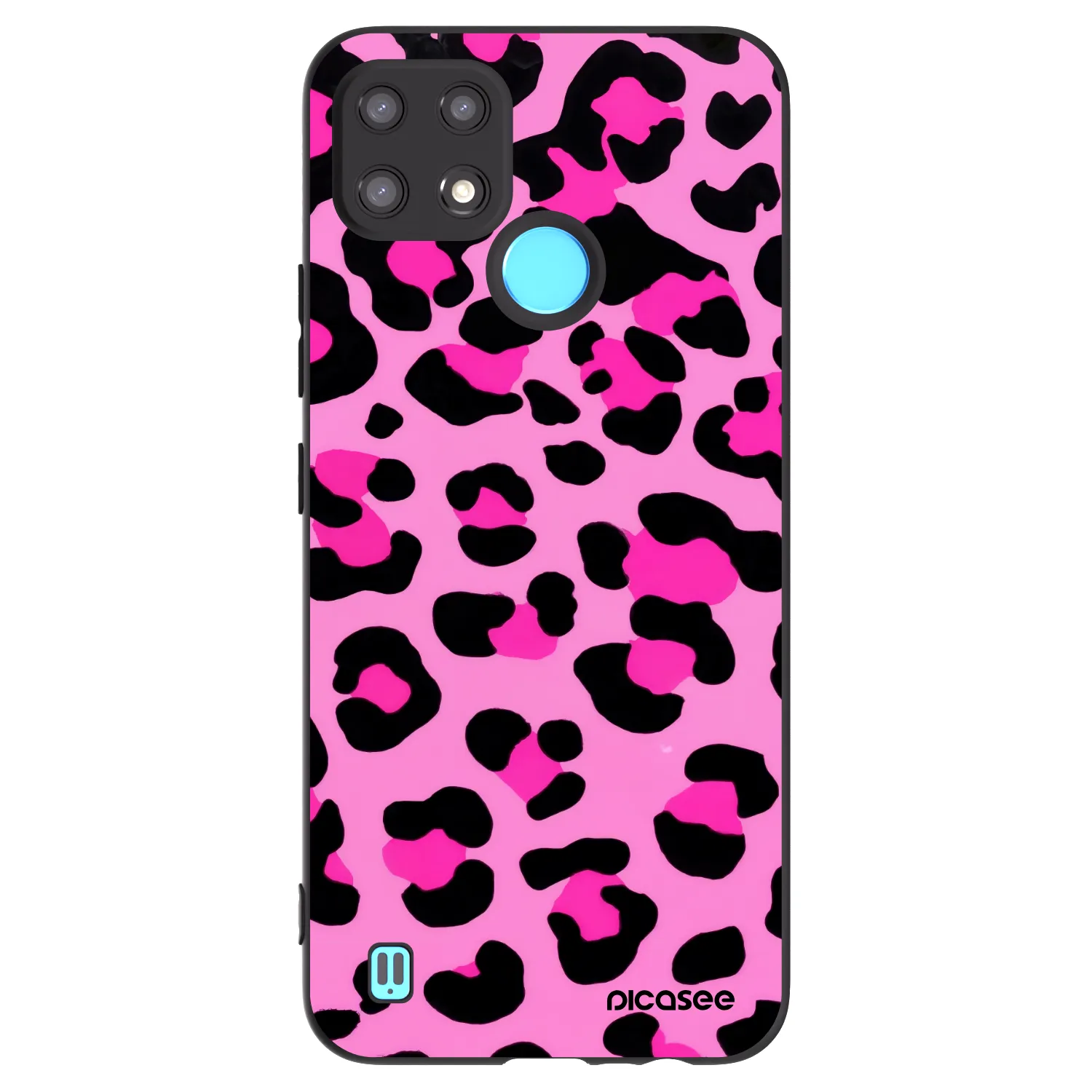 Picasee Realme C21 Hülle - Schwarzes Silikon - Pink Tiger