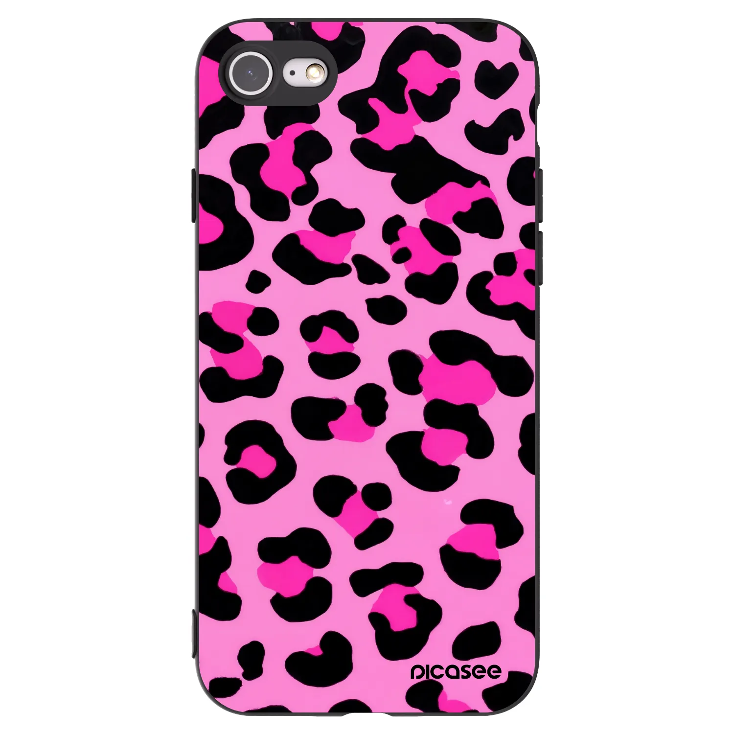 Picasee Apple iPhone SE 2022 Hülle - Schwarzes Silikon - Pink Tiger
