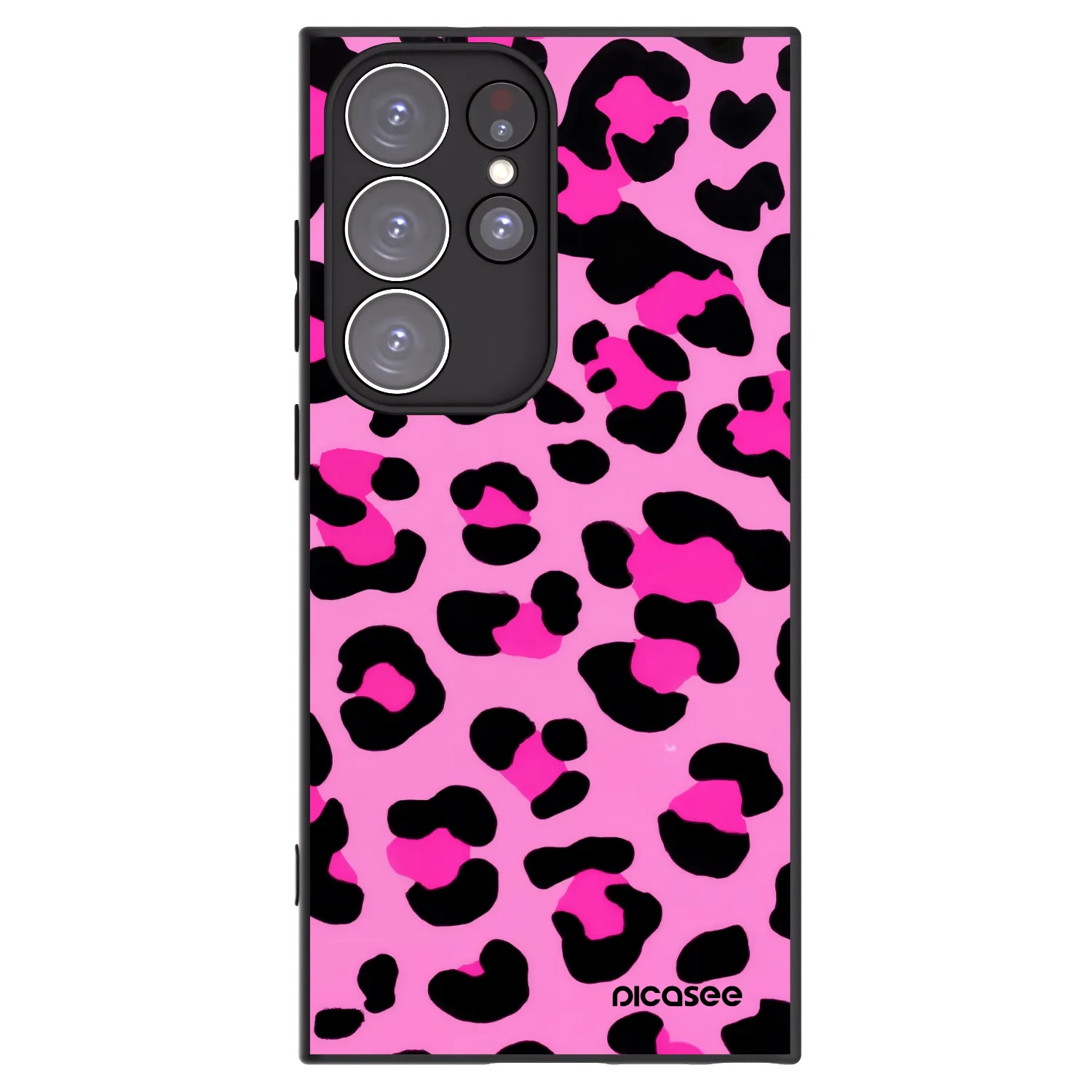 Picasee Samsung Galaxy S23 Ultra 5G Hülle - Schwarzes Silikon - Pink Tiger