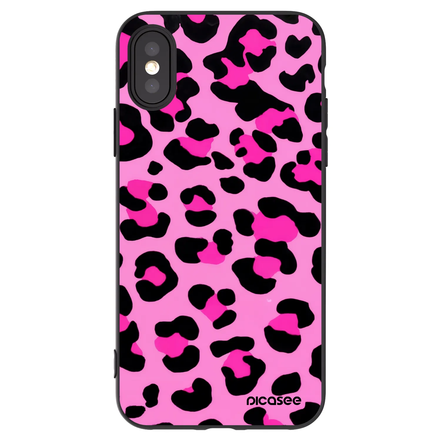 Picasee Apple iPhone X/XS Hülle - Schwarzes Silikon - Pink Tiger
