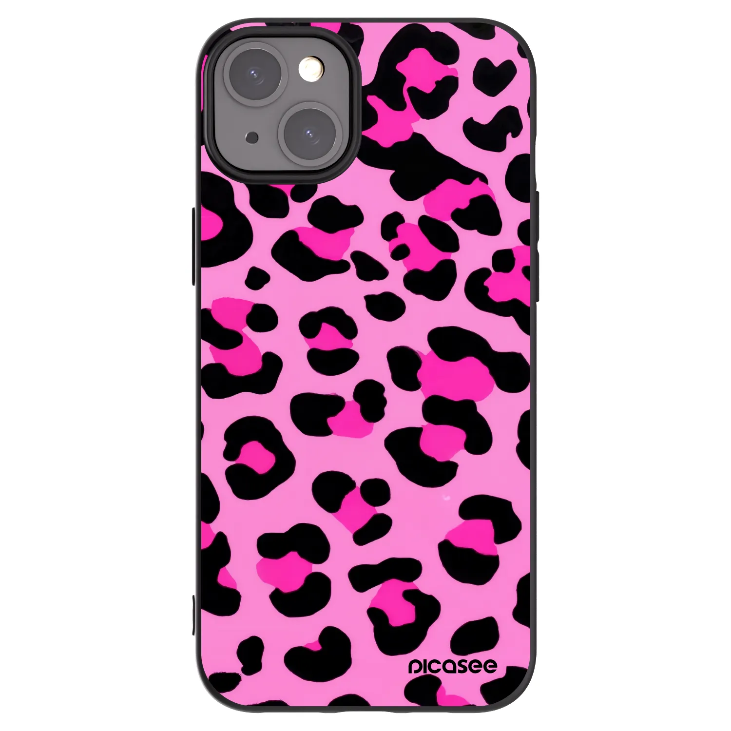 Picasee Apple iPhone 15 Plus Hülle - Schwarzes Silikon - Pink Tiger