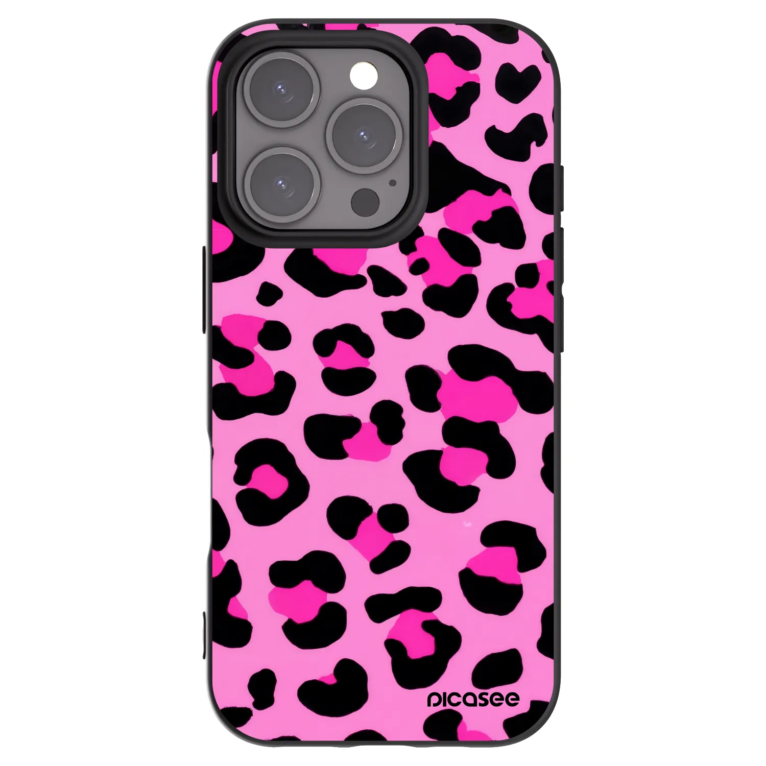 Picasee Apple iPhone 16 Pro Hülle - Schwarzes Silikon - Pink Tiger