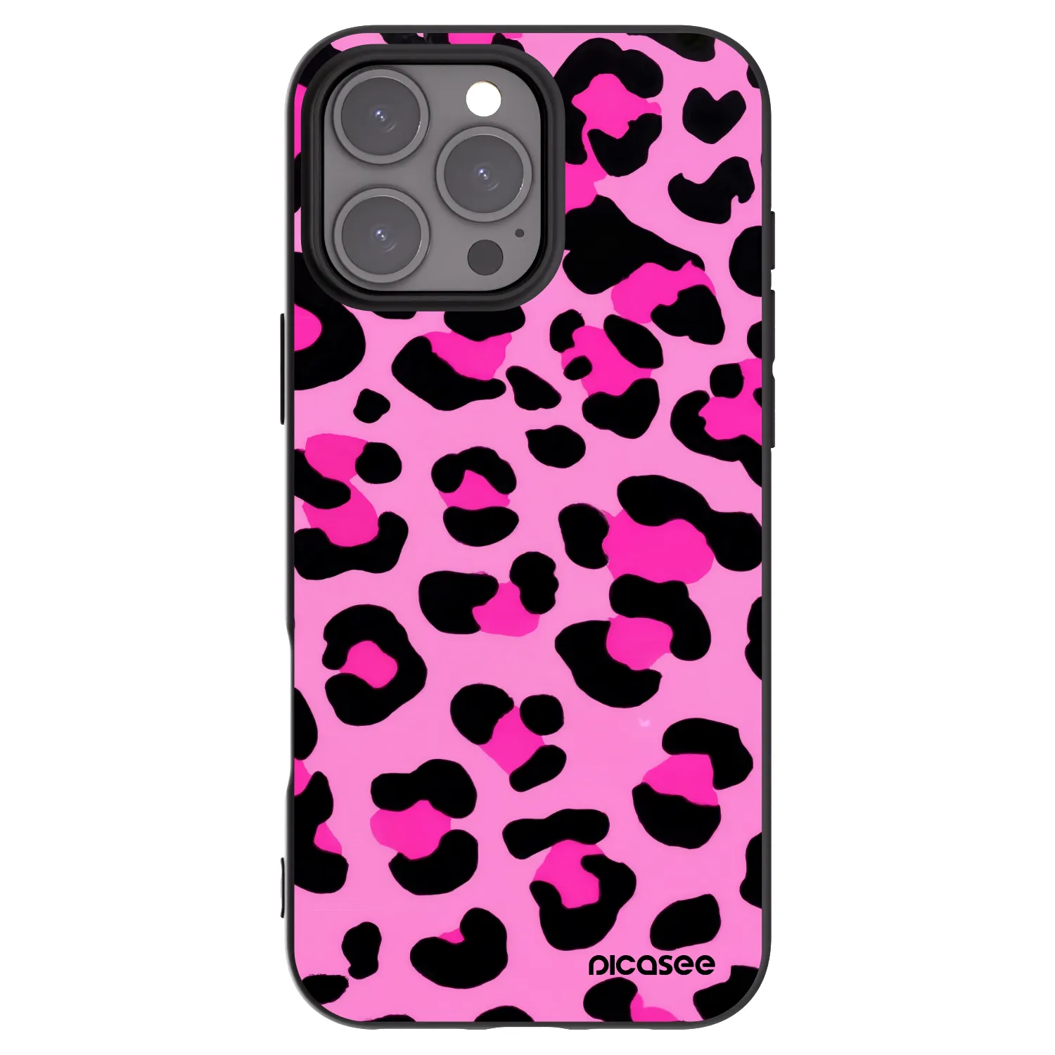 Picasee Apple iPhone 16 Pro Max Hülle - Schwarzes Silikon - Pink Tiger