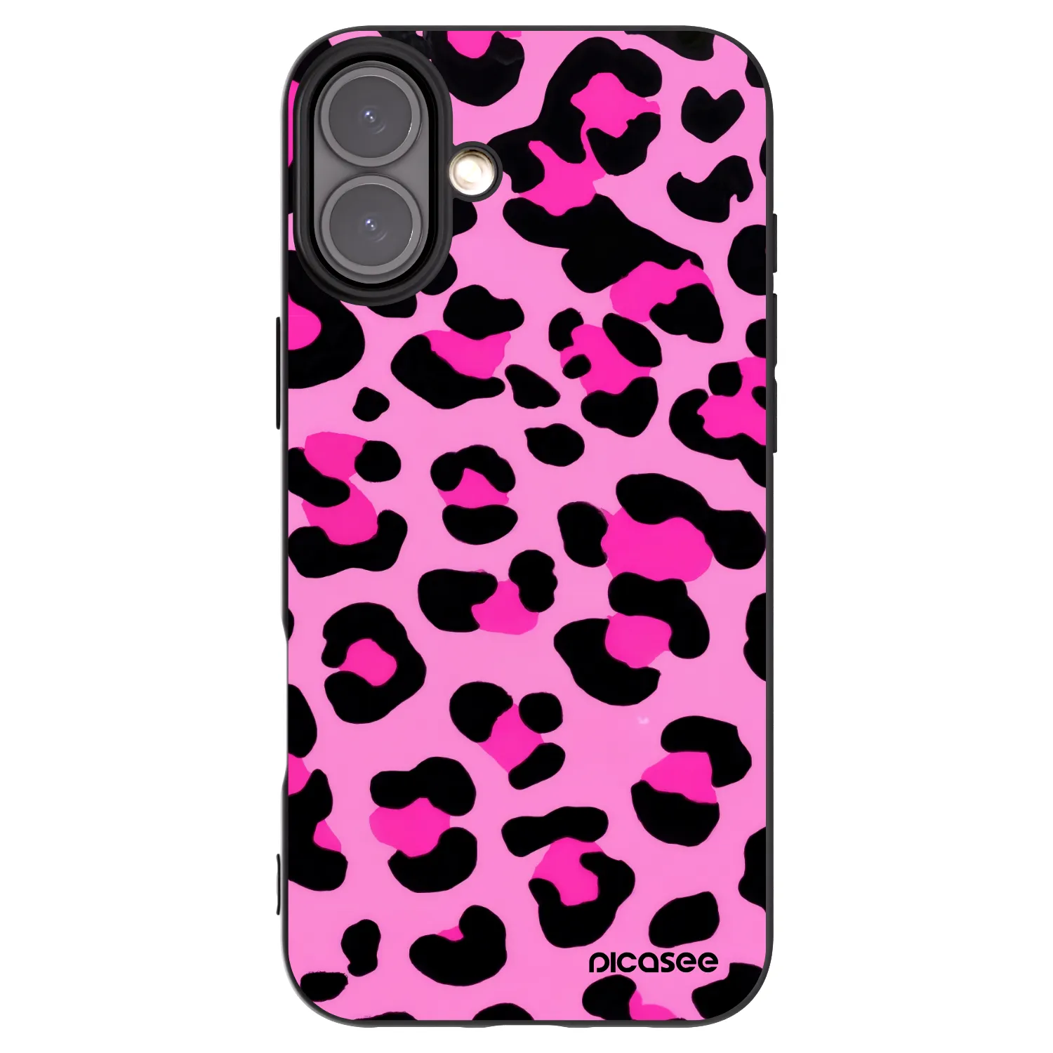 Picasee Apple iPhone 16 Plus Hülle - Schwarzes Silikon - Pink Tiger