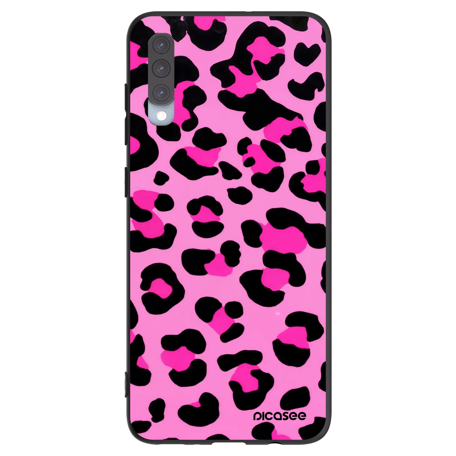 Picasee Samsung Galaxy A70 A705F Hülle - Schwarzes Silikon - Pink Tiger