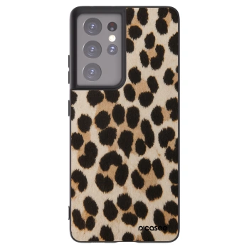 Picasee Samsung Galaxy S21 Ultra 5G G998B Hülle - Schwarzes Silikon - Brown Tiger