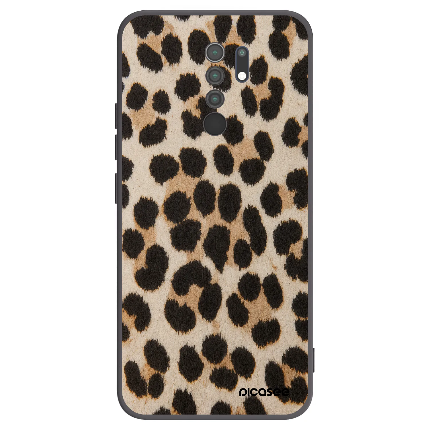 Picasee Xiaomi Redmi 9 Hülle - Schwarzes Silikon - Brown Tiger