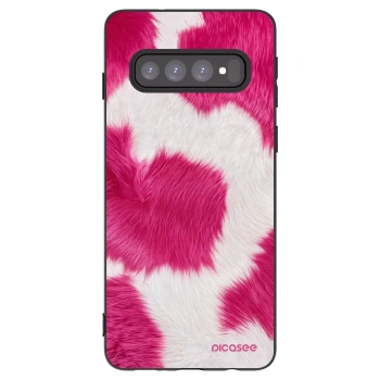 Picasee Samsung Galaxy S10 G973 Hülle - Schwarzes Silikon - Pink Moo