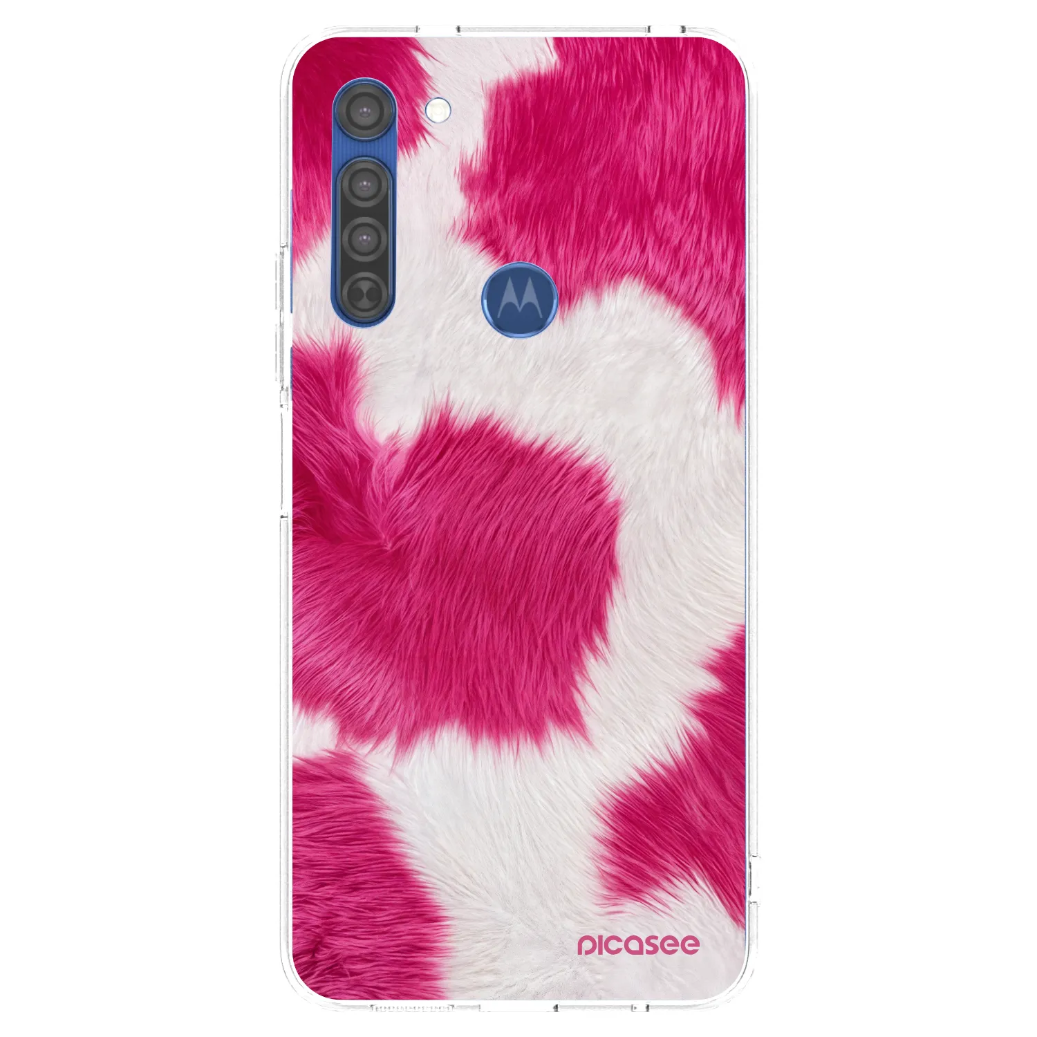 Picasee Motorola Moto G8 Hülle - Transparentes Silikon - Pink Moo