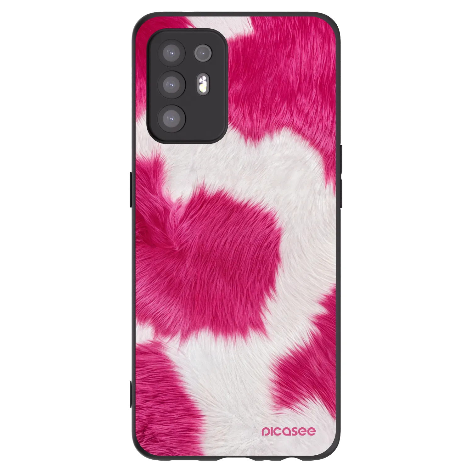 Picasee OPPO A94 5G Hülle - Schwarzes Silikon - Pink Moo