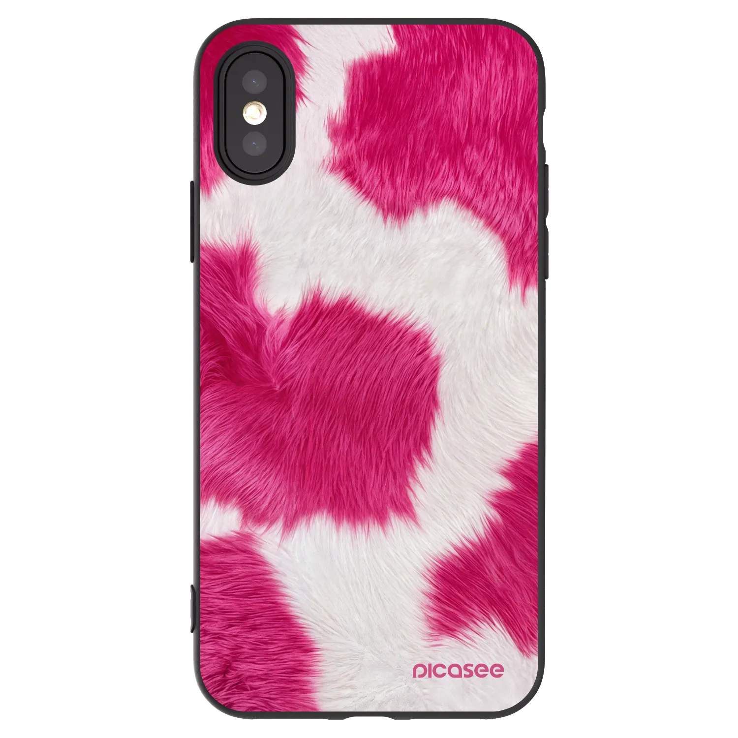 Picasee Apple iPhone X/XS Hülle - Schwarzes Silikon - Pink Moo