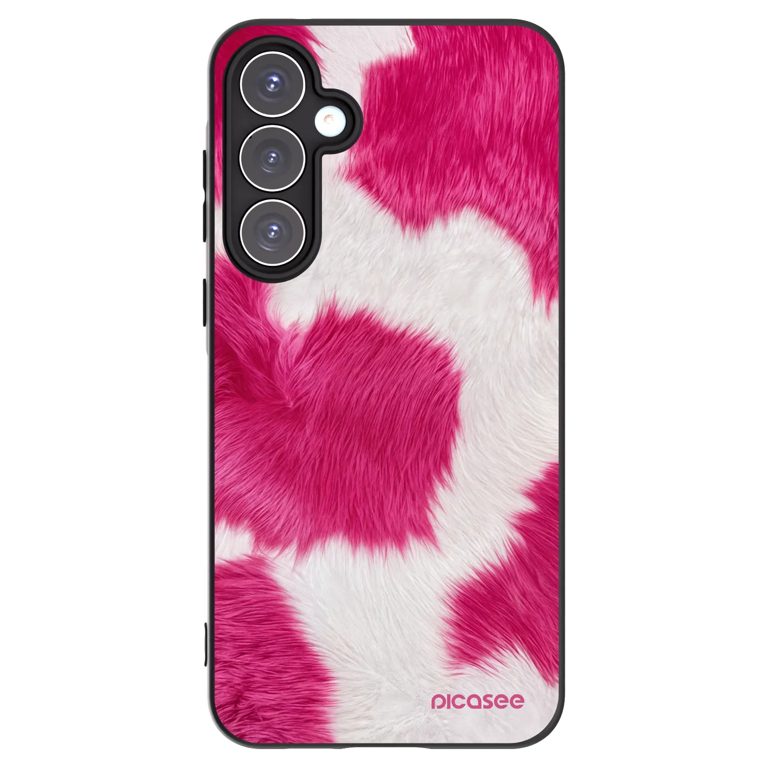 Picasee Samsung Galaxy A55 5G A556B Hülle - Schwarzes Silikon - Pink Moo