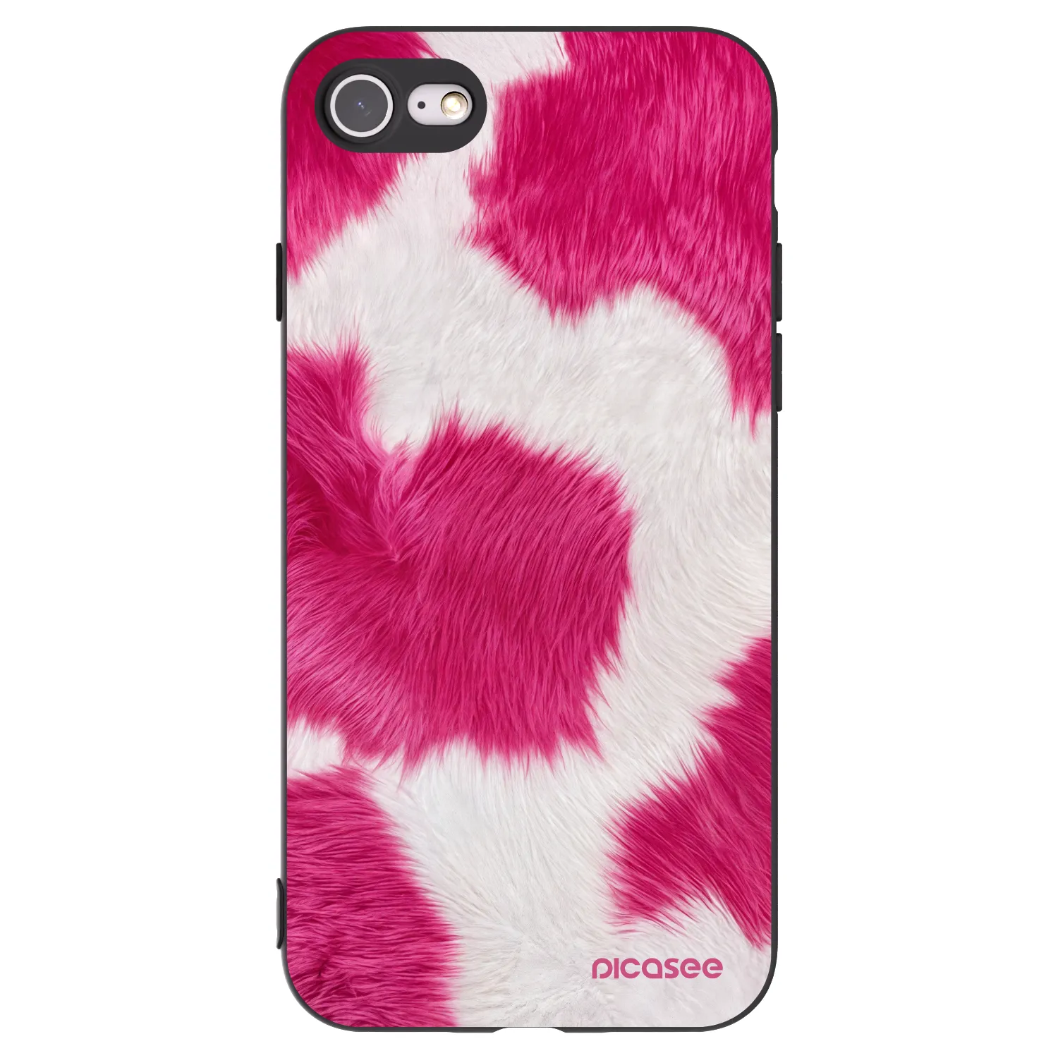 Picasee Apple iPhone 8 Hülle - Schwarzes Silikon - Pink Moo