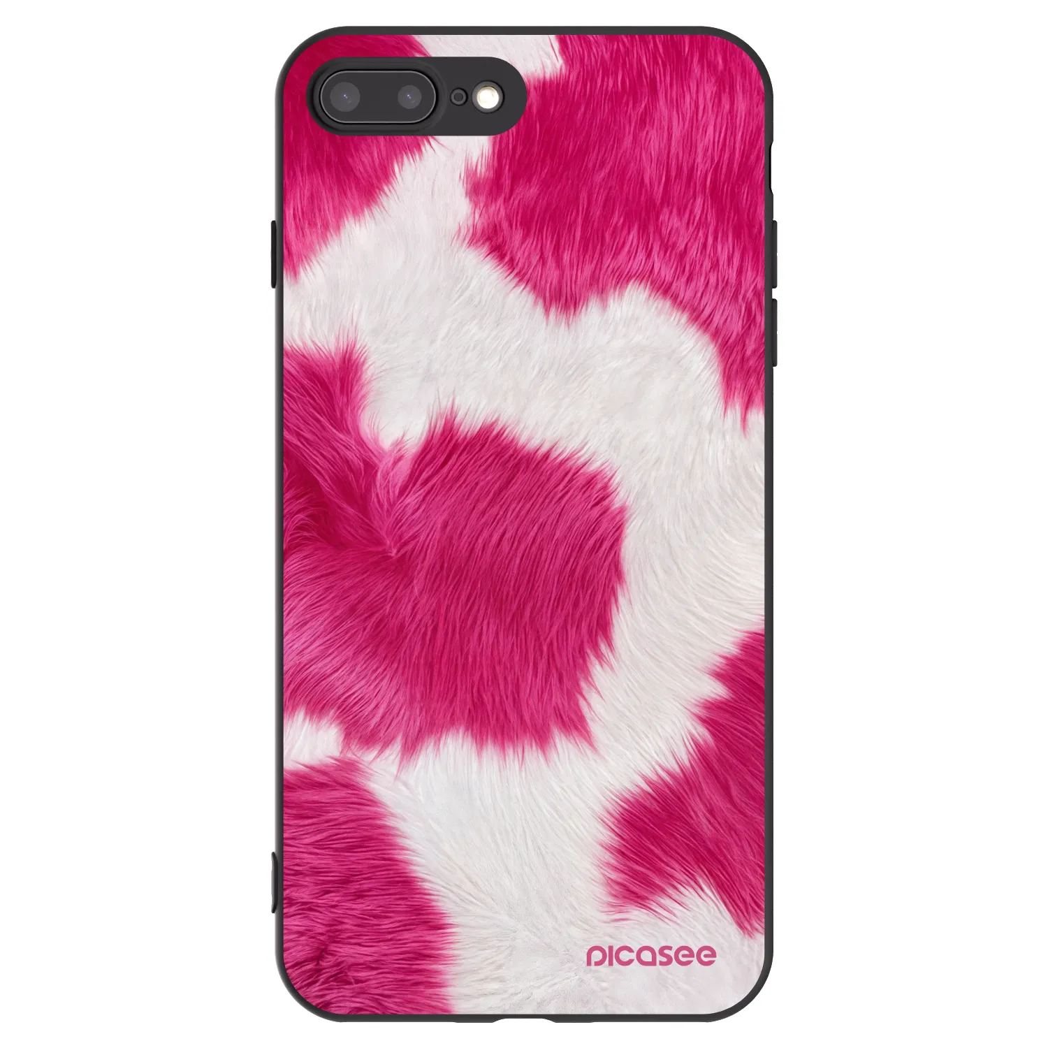 Picasee Apple iPhone 8 Plus Hülle - Schwarzes Silikon - Pink Moo