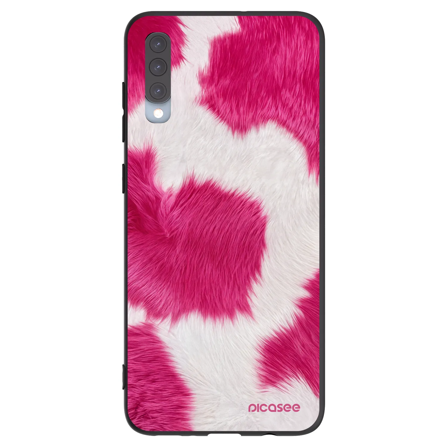 Picasee Samsung Galaxy A70 A705F Hülle - Schwarzes Silikon - Pink Moo
