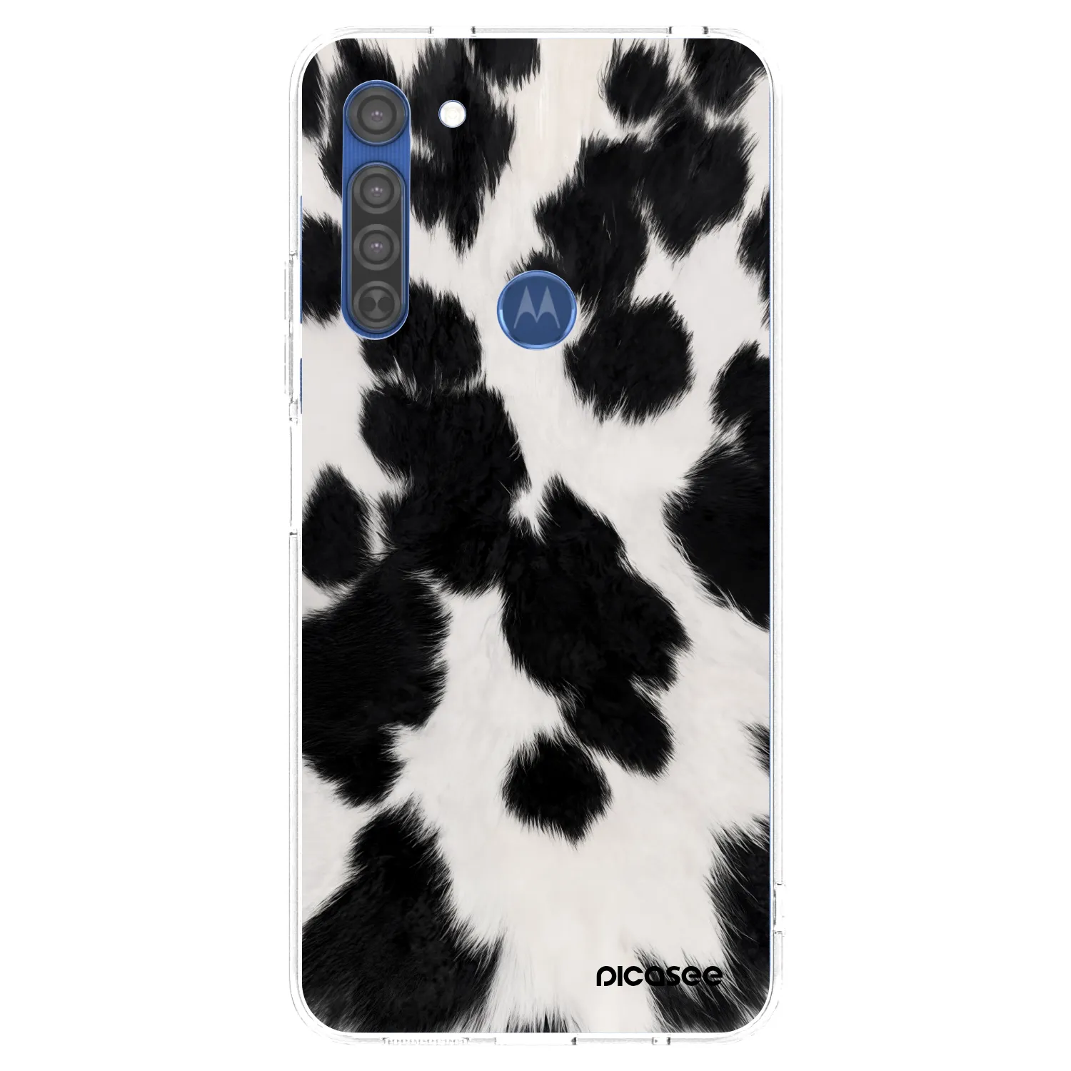 Picasee Motorola Moto G8 Hülle - Transparentes Silikon - Black Moo