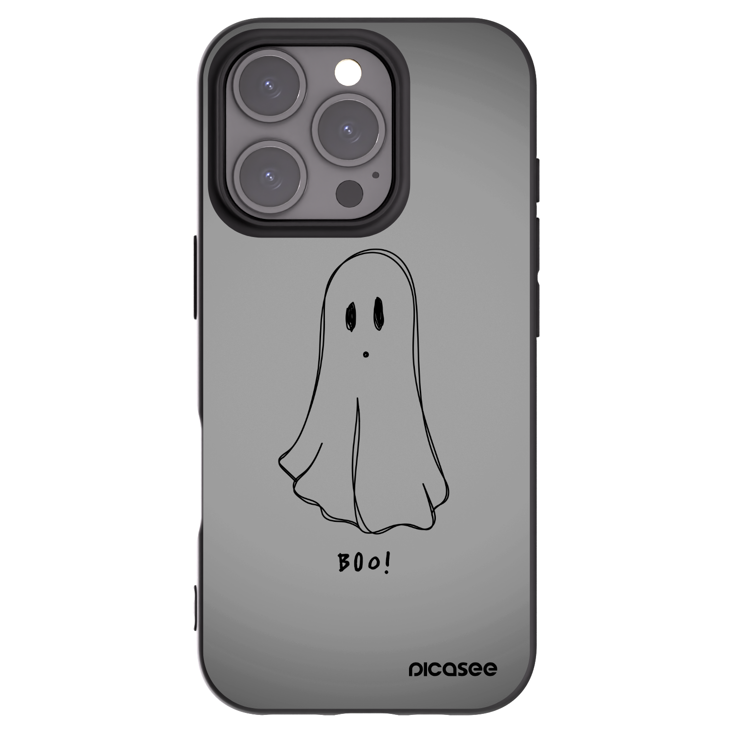 Picasee Apple iPhone 16 Pro Hülle - Schwarzes Silikon - Ghost