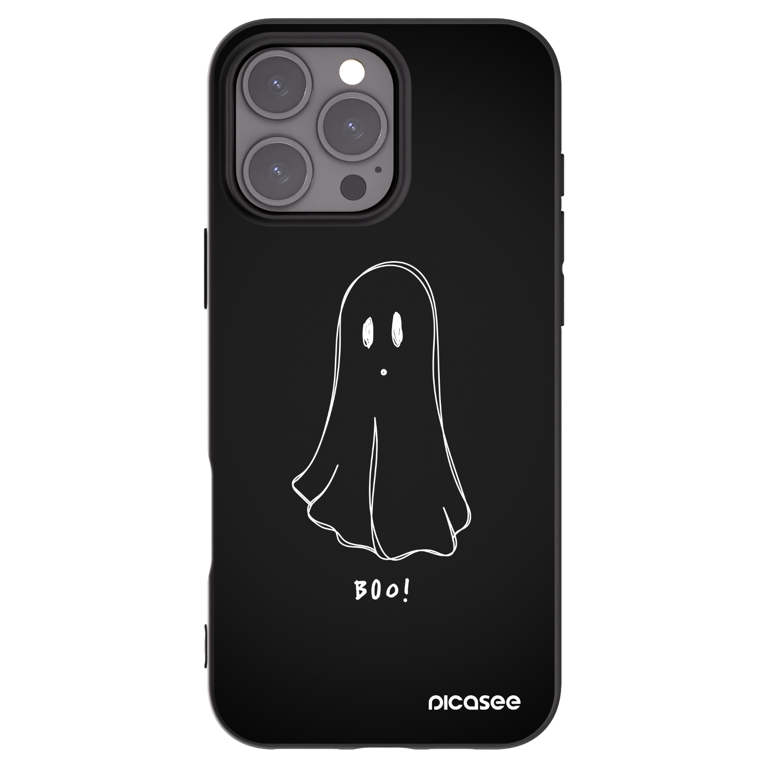 Picasee Apple iPhone 16 Pro Max Hülle - Schwarzes Silikon - Ghost 2