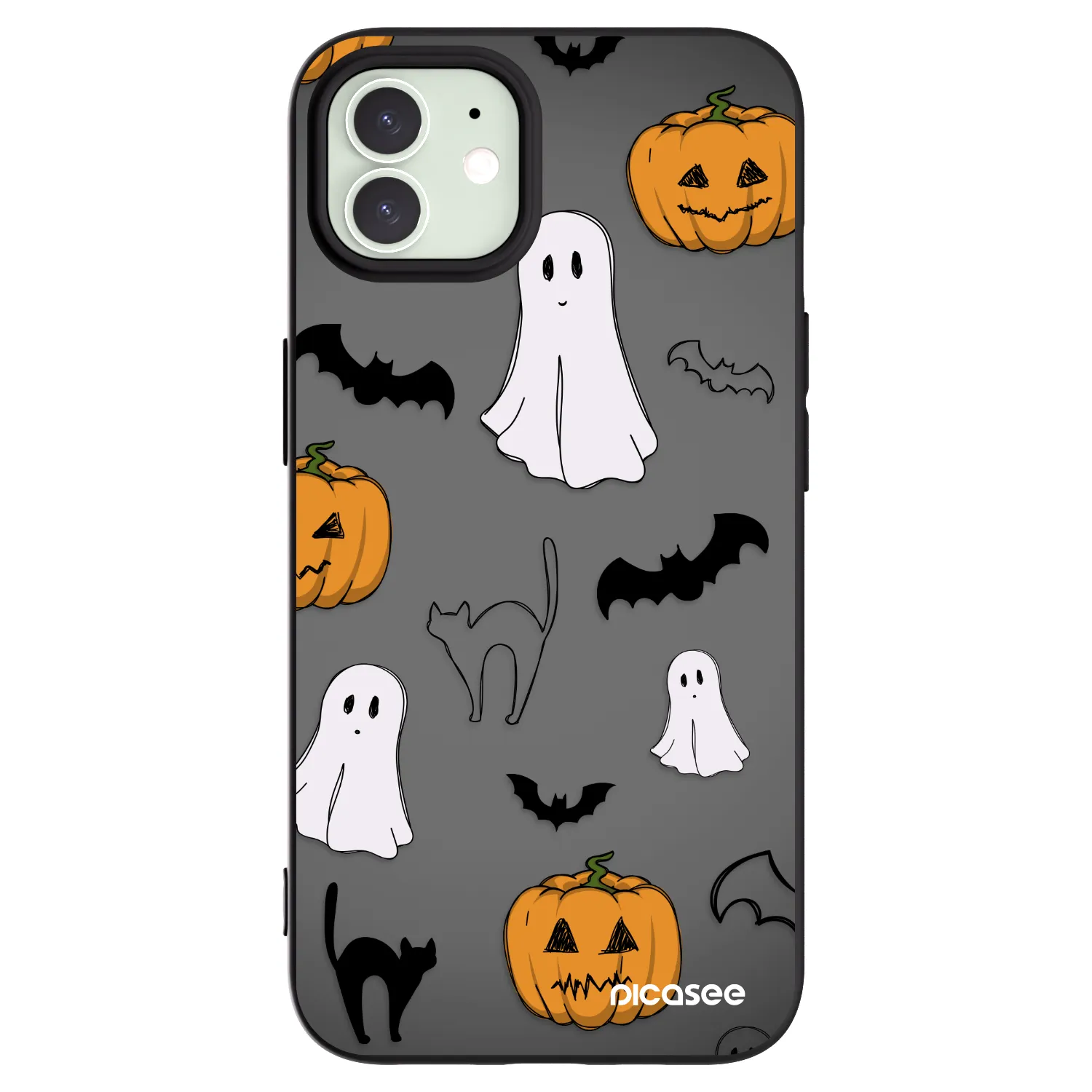 Picasee Apple iPhone 12 Hülle - Schwarzes Silikon - Spooky crew