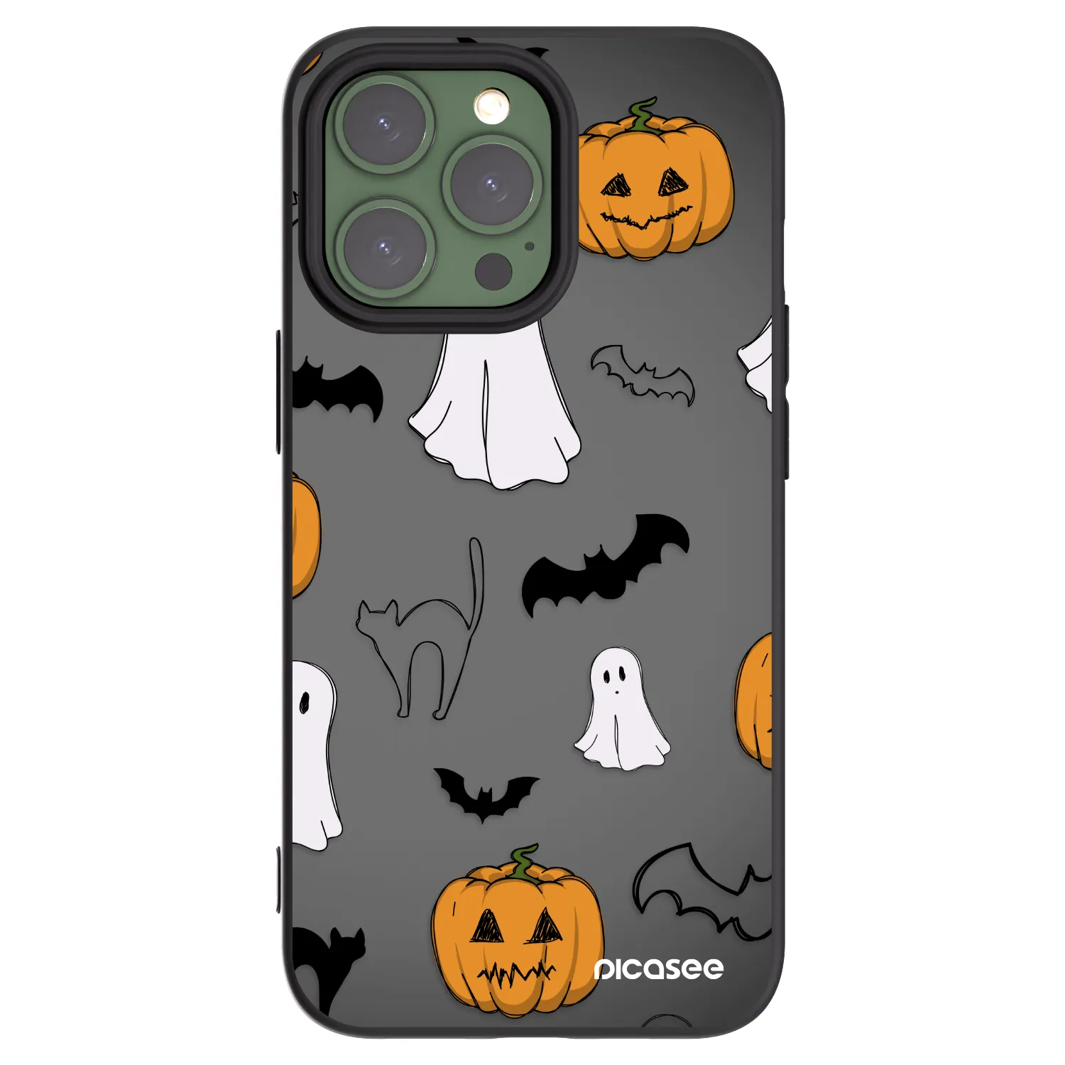 Picasee Apple iPhone 13 Pro Hülle - Schwarzes Silikon - Spooky crew