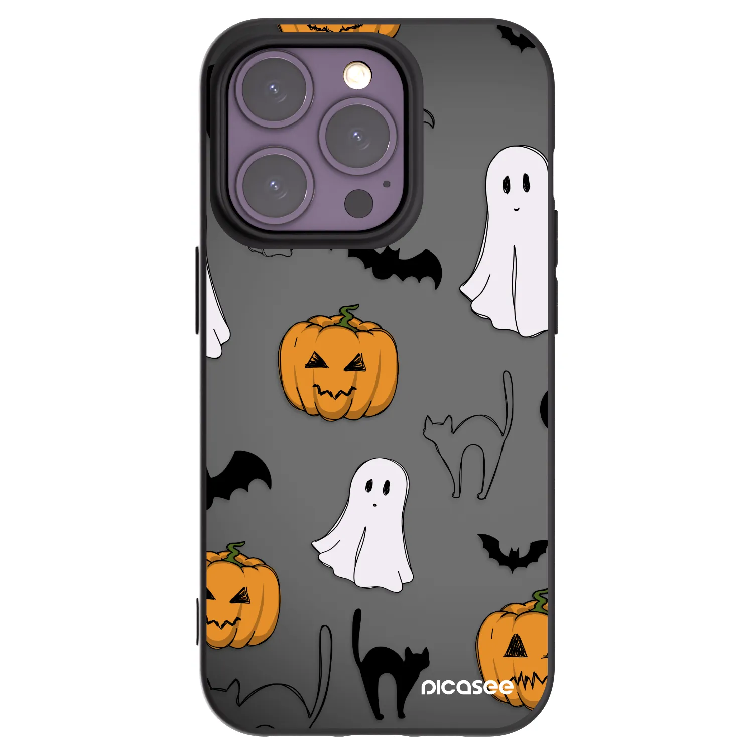 Picasee Apple iPhone 14 Pro Hülle - Schwarzes Silikon - Spooky crew