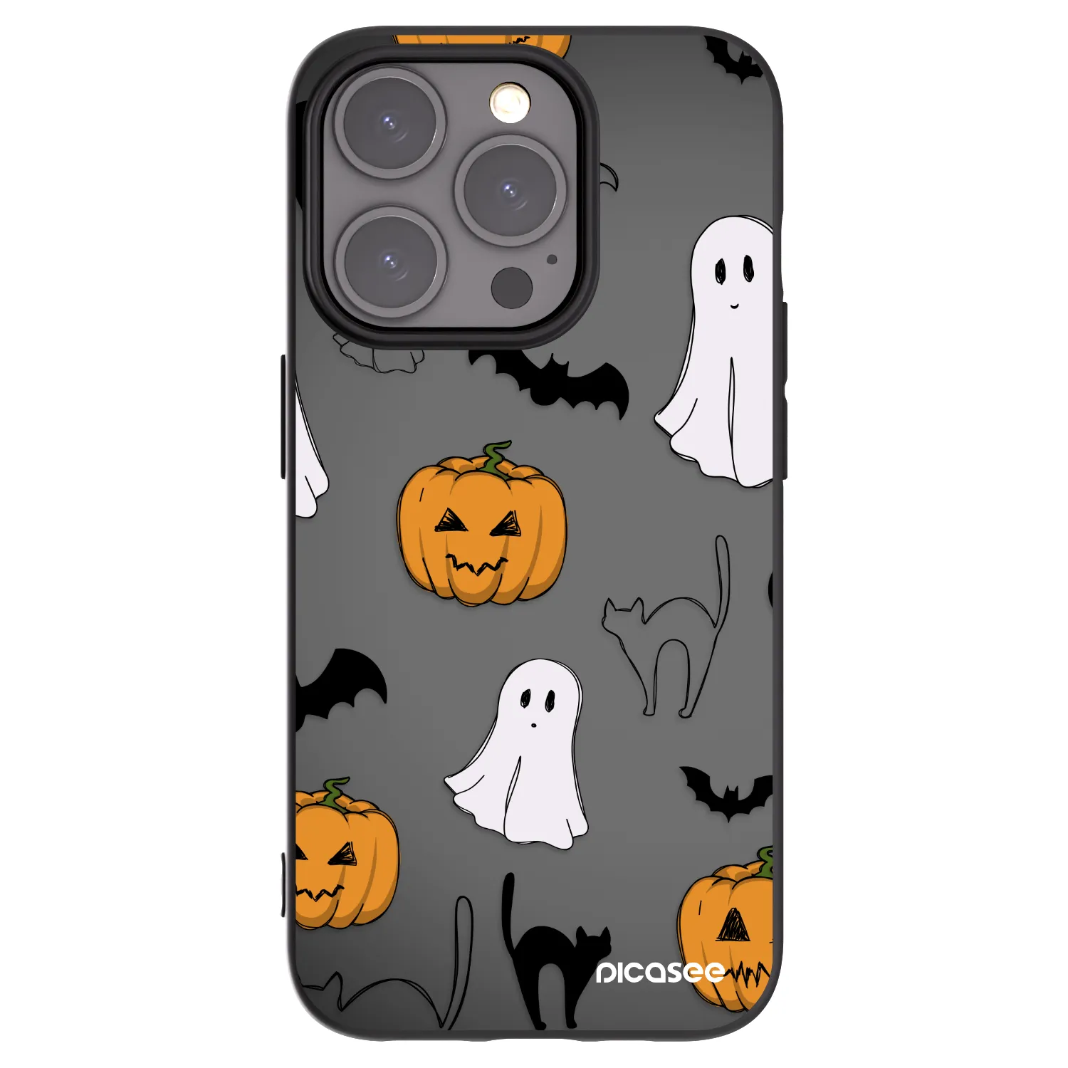Picasee Apple iPhone 15 Pro Hülle - Schwarzes Silikon - Spooky crew