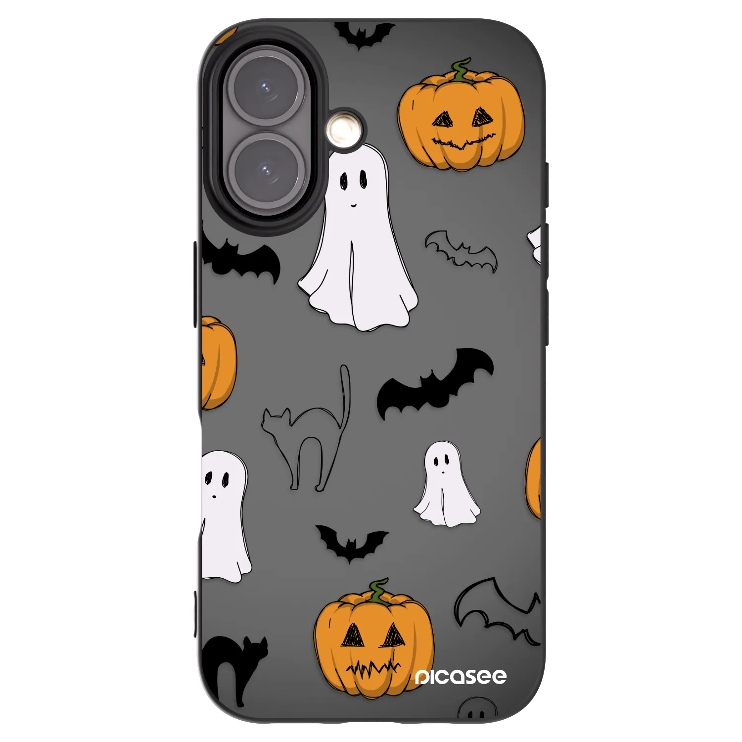Picasee Apple iPhone 16 Hülle - Schwarzes Silikon - Spooky crew