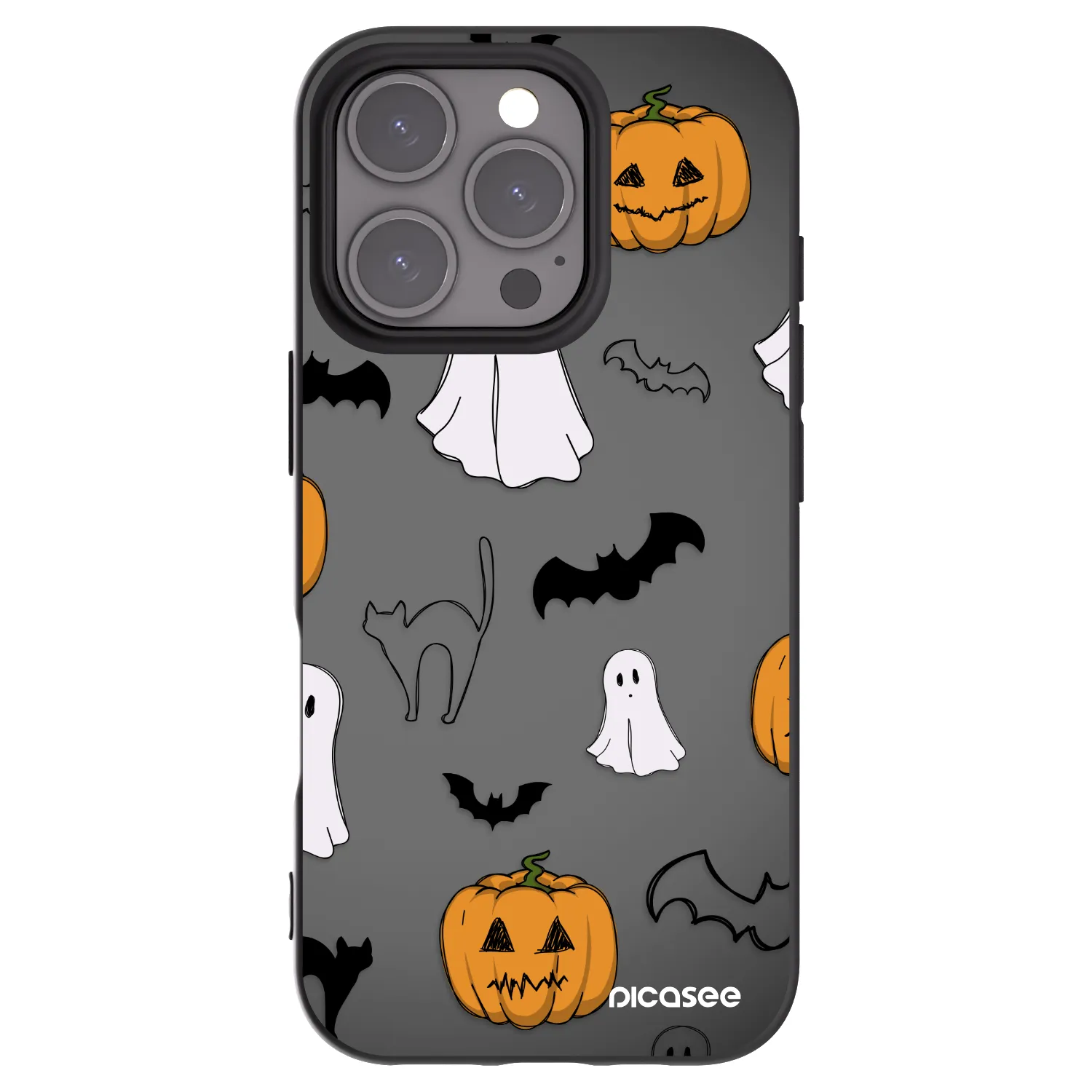 Picasee Apple iPhone 16 Pro Hülle - Schwarzes Silikon - Spooky crew