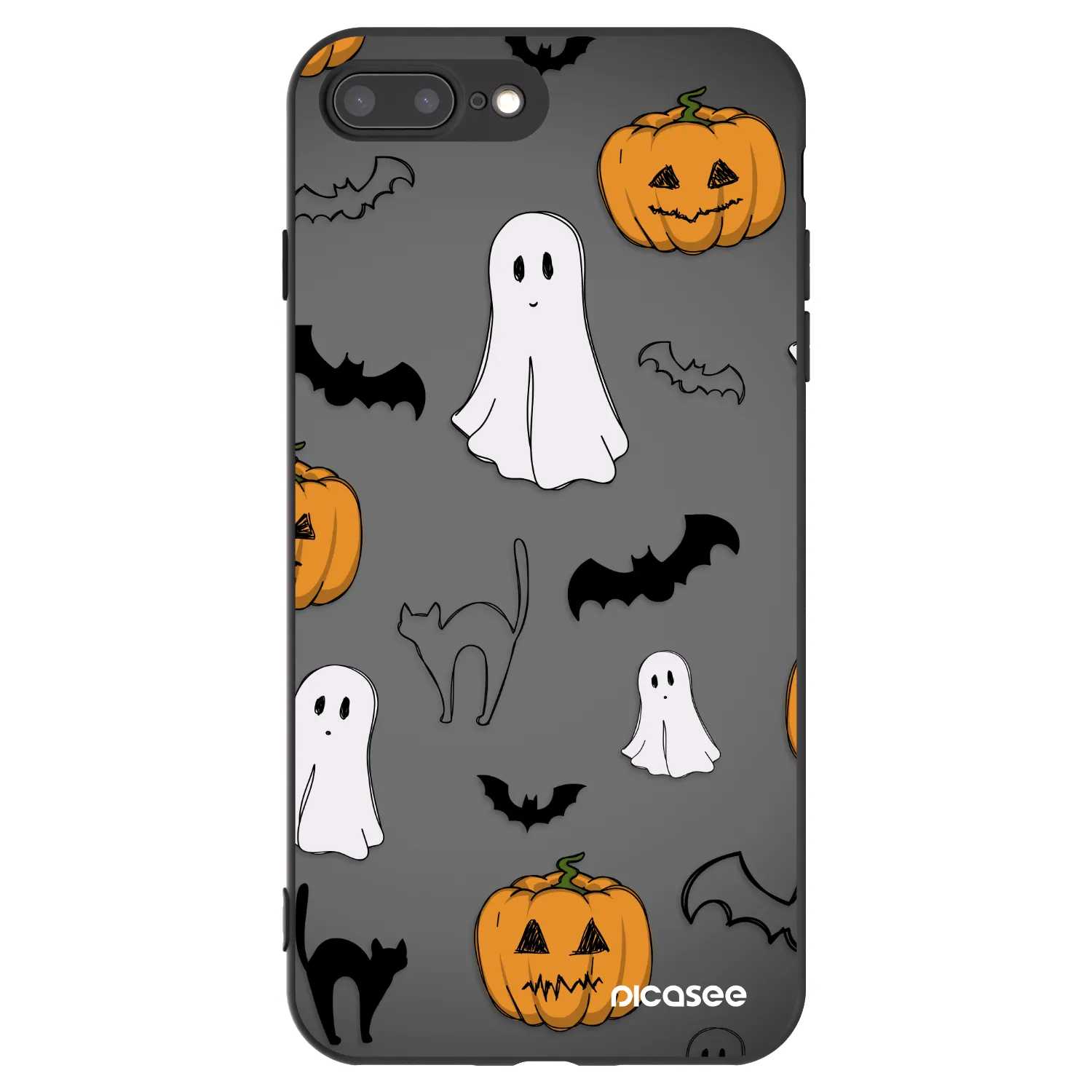 Picasee Apple iPhone 7 Plus Hülle - Schwarzes Silikon - Spooky crew