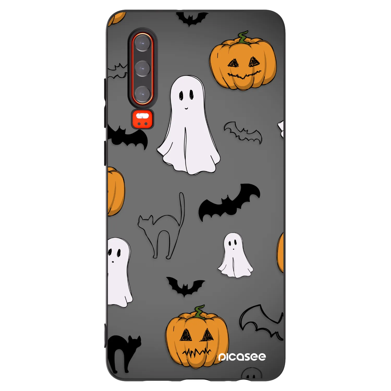 Picasee Huawei P30 Hülle - Schwarzes Silikon - Spooky crew